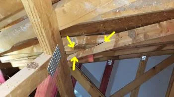 Damage roof structure member.