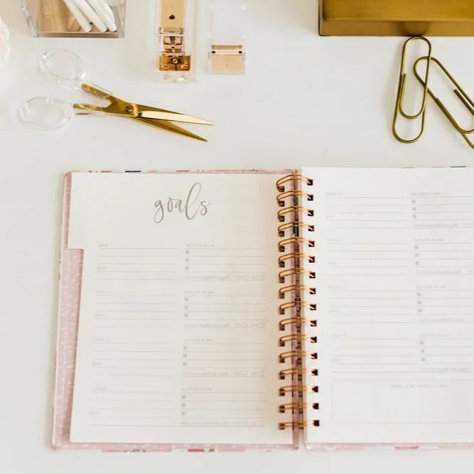 Goal journal on table