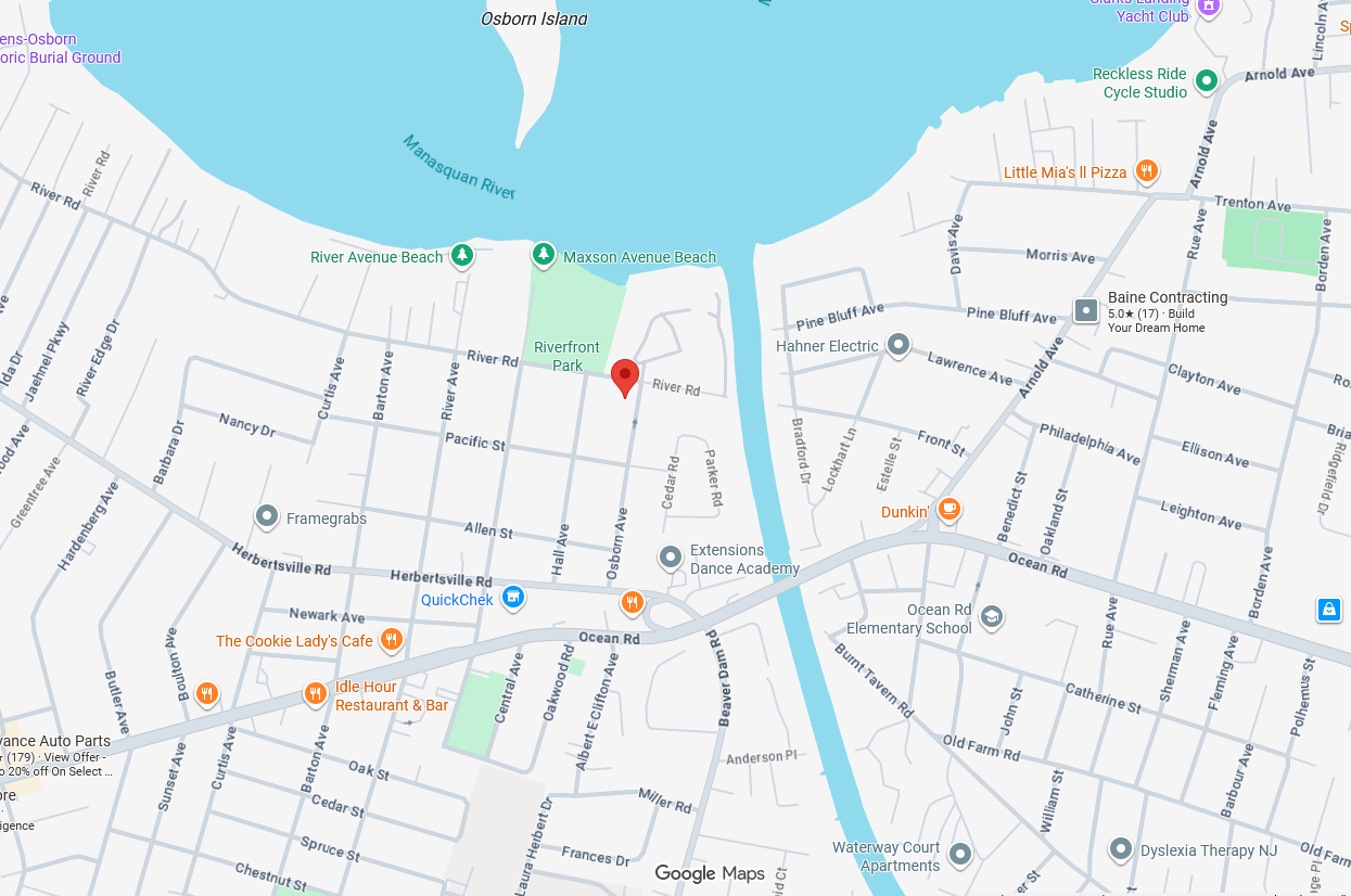 Map showing our office location at 2200 River Road in POint PLeasant,NJ