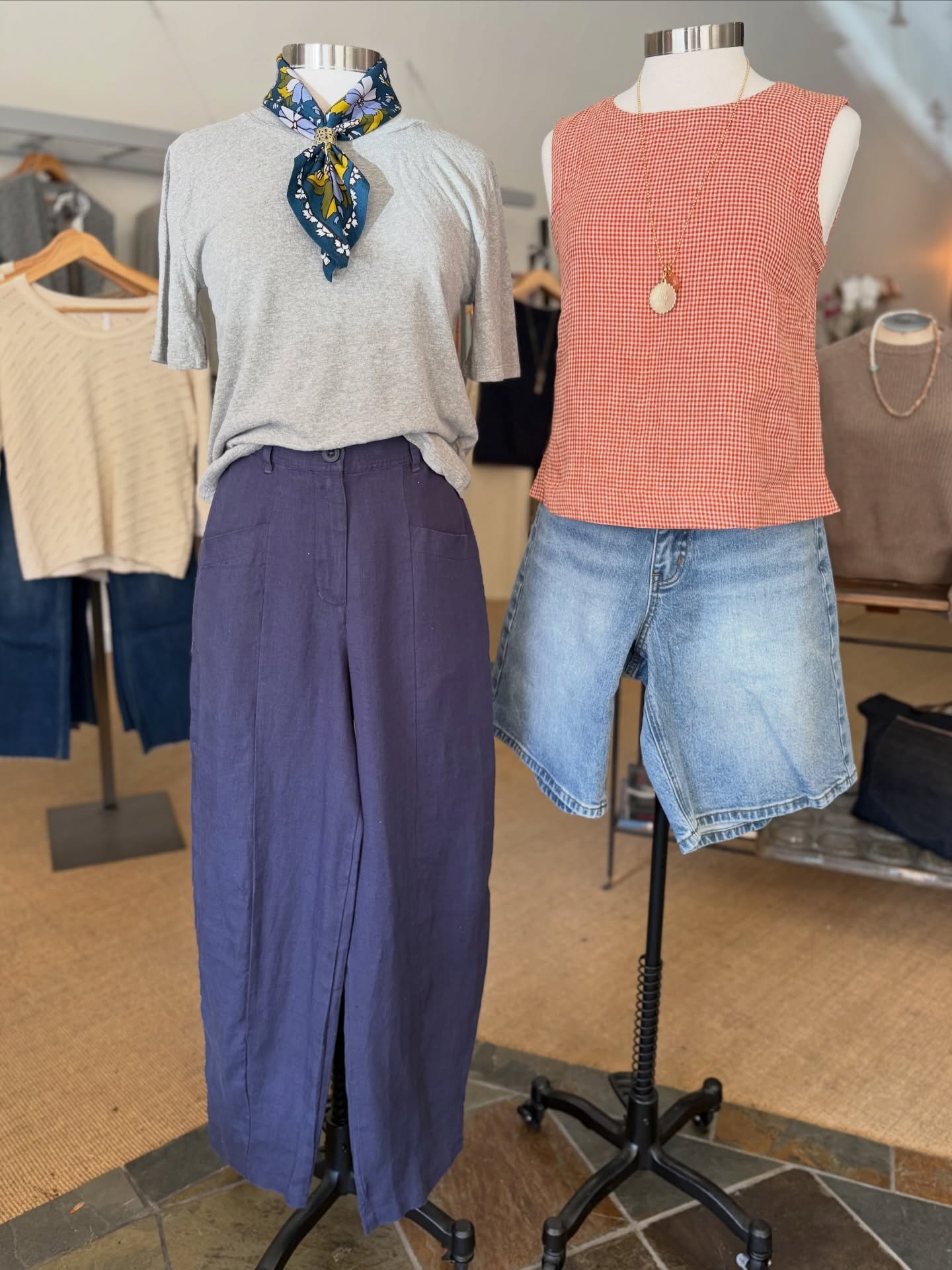 Shorts look funny on a mannequin...but they look so cute on a human! We got new collections from Bibico, Yoga Jeans, Habitat, and Handker bandanas! #effortlessstyle #summer26 #cottongauze #newarrivals #shoppetaluma