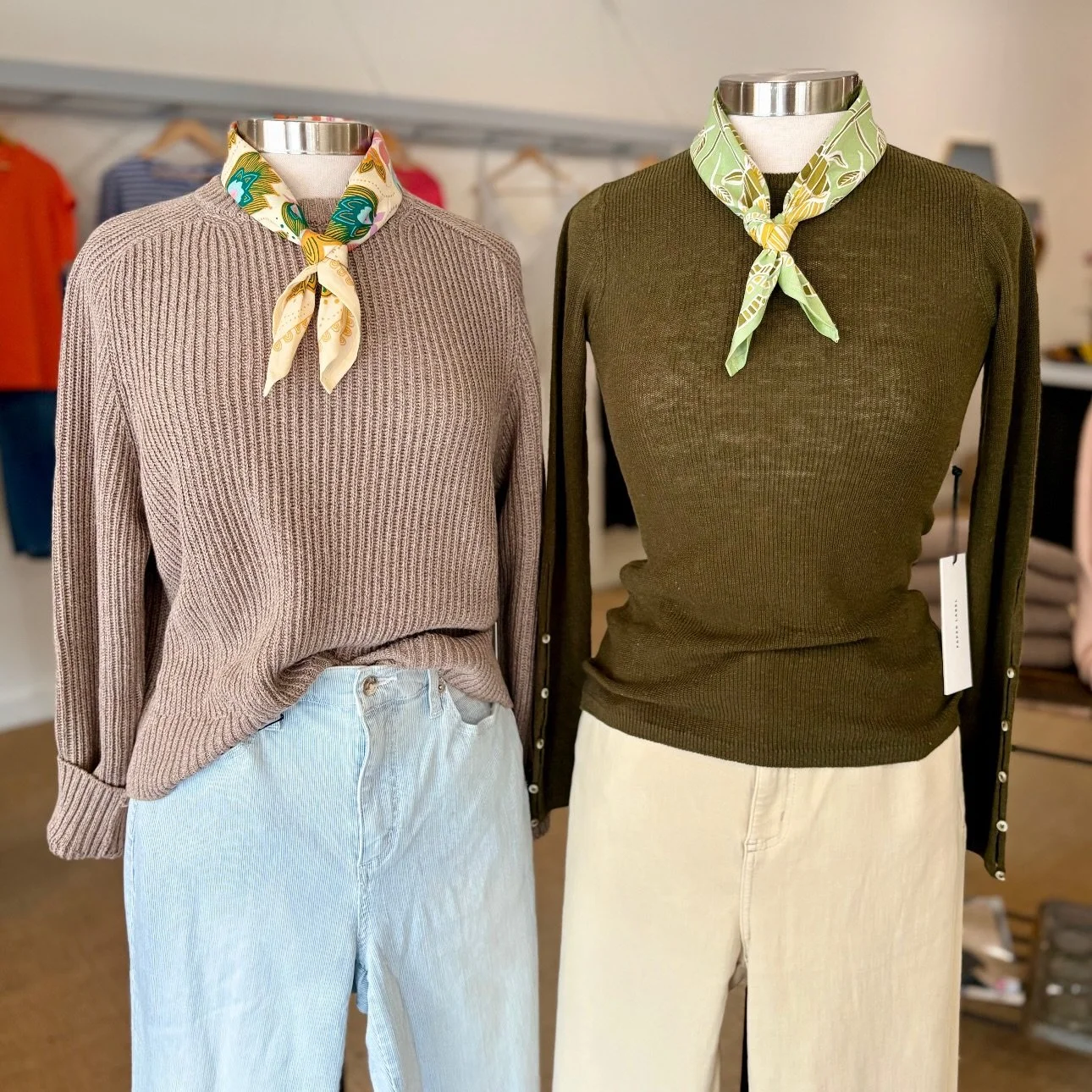 These cotton and linen sweaters make the perfect addition to your spring/summer wardrobe! I'm in the shop today, and I would love to see you. #spring26 #sustainablefashion
#shoppetaluma #effortlessstyle #boutiquestyle