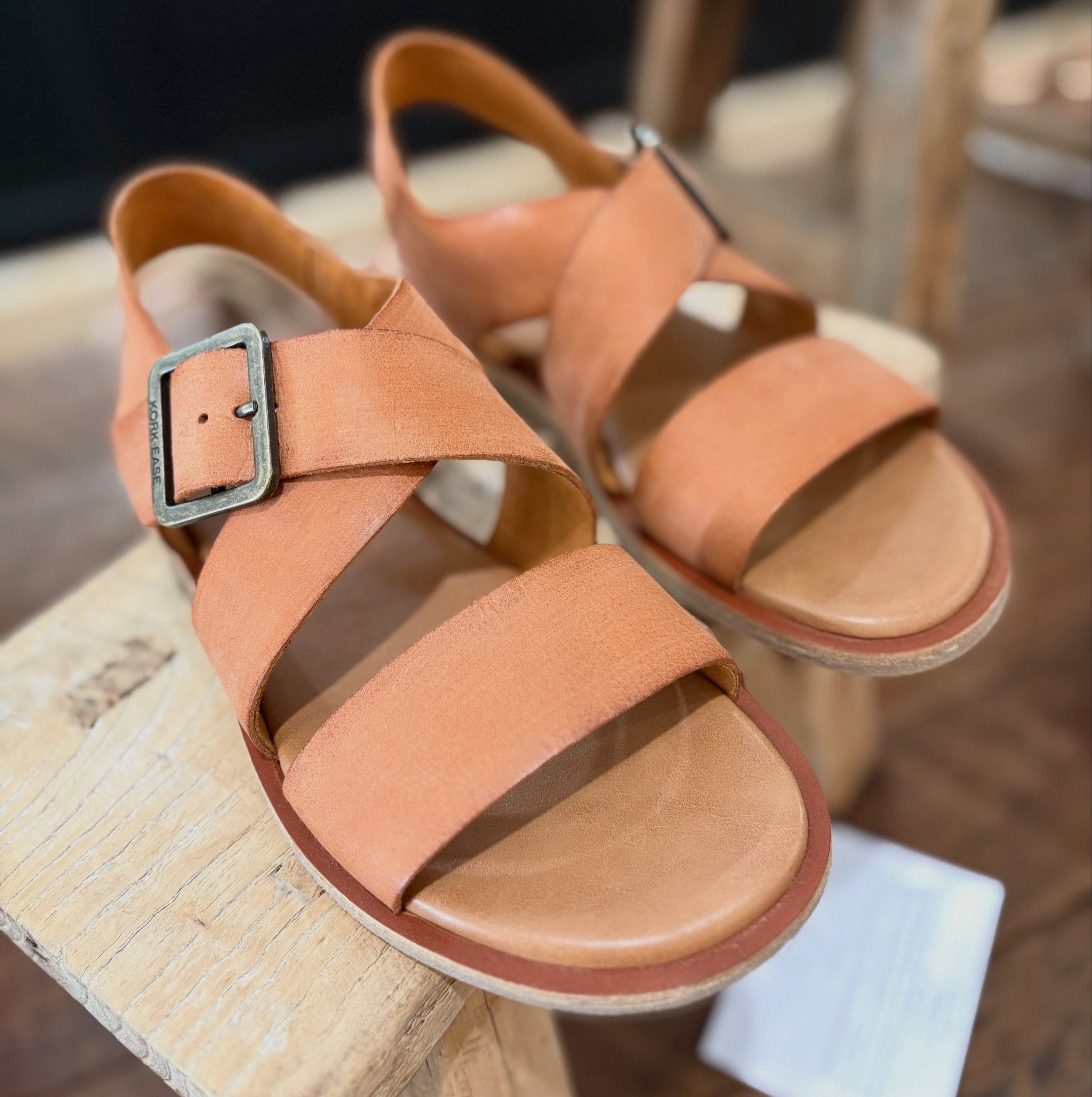 We sold out of Dara in bronze so quickly, I decided to reorder it in a new color! Dara is now available in the shop in rust in sizes 7-10 🧡 #leathershoes #korkeasesandals #summer26 #shoppetaluma #effortlessstyle