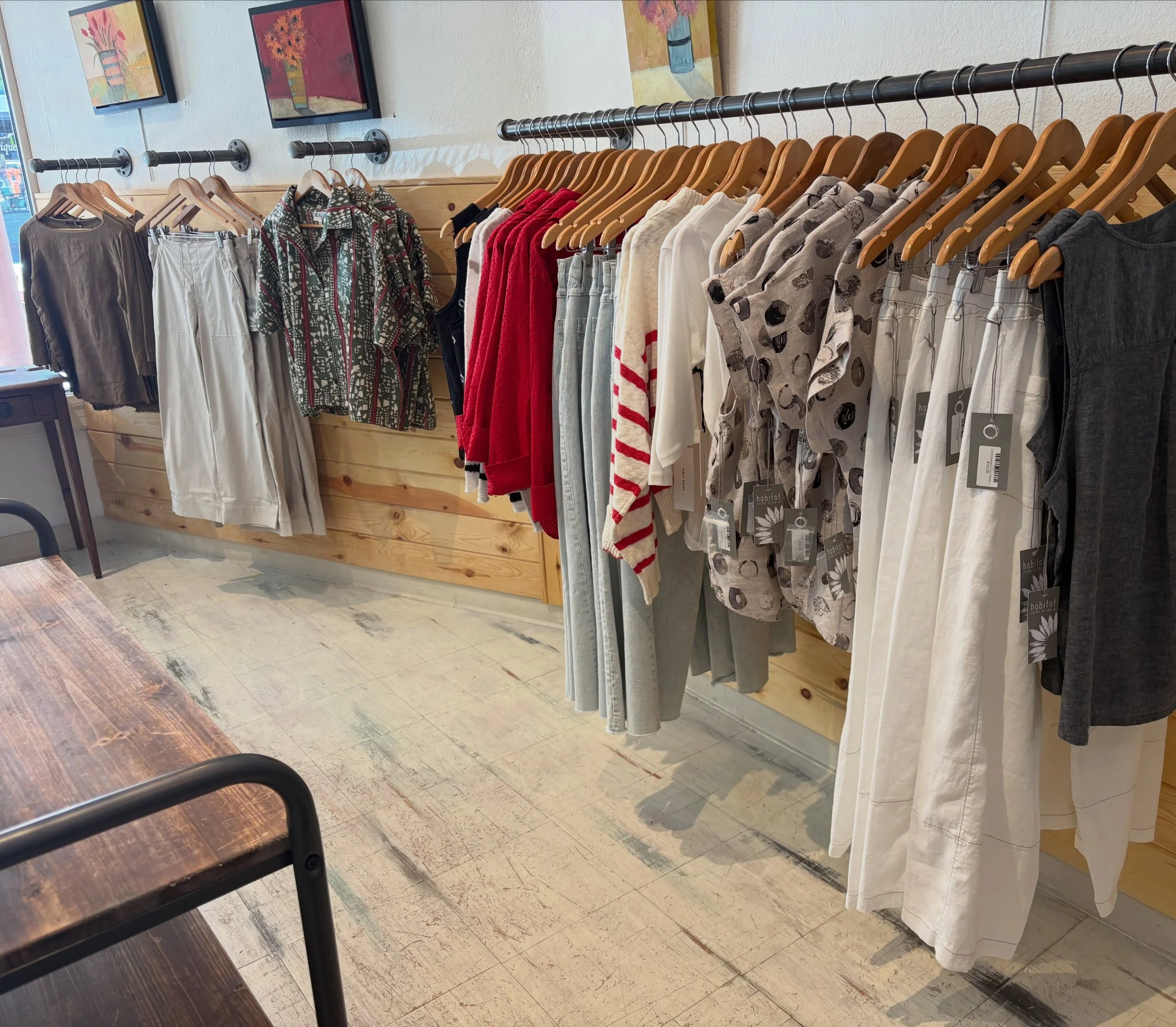 Scenes from the shop on a Saturday afternoon. The annex is now stocked with more women's clothing. #summer26 #boutiquefashion #downtownpetaluma #shoppetaluma
