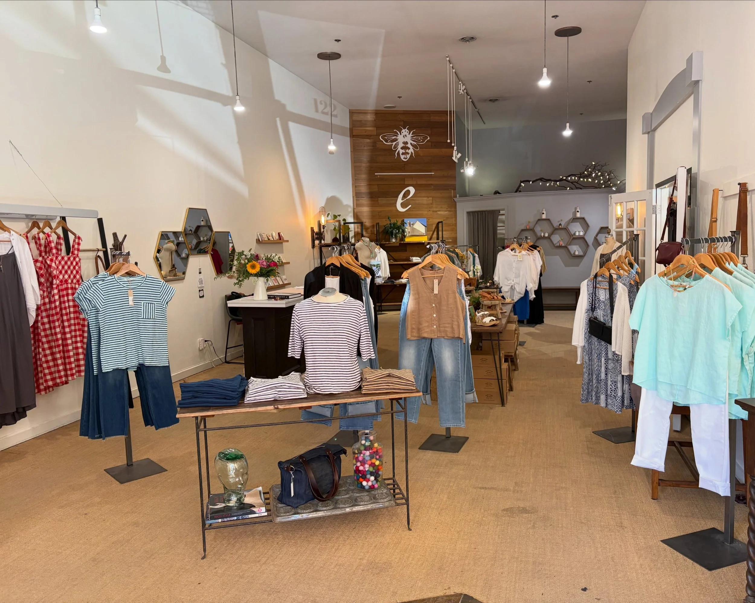 The view from the front door. The shop is fully stocked with beautiful and fun Summer styles. Come shop with us! #sundayisforshopping #summer26 #boutiquefashion #shoppetaluma #effortlessstyle