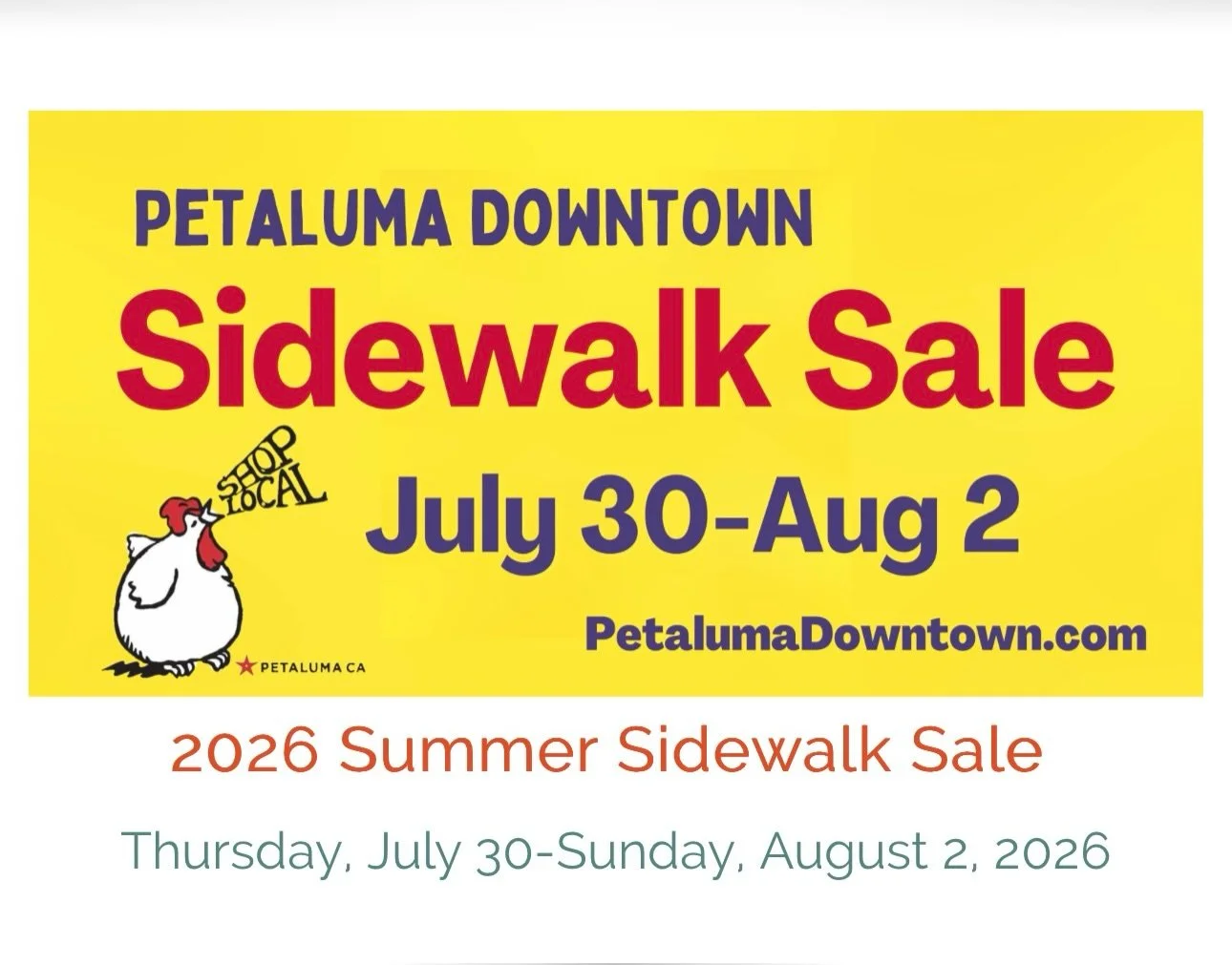 This Thursday!!! We are so excited for this year's sidewalk sale Downtown Petaluma-it never disappoints 💕🛍️ See you there! #sidewalksale #downtownpetaluma #dealsandsteals #ilovepetaluma #visitpetaluma