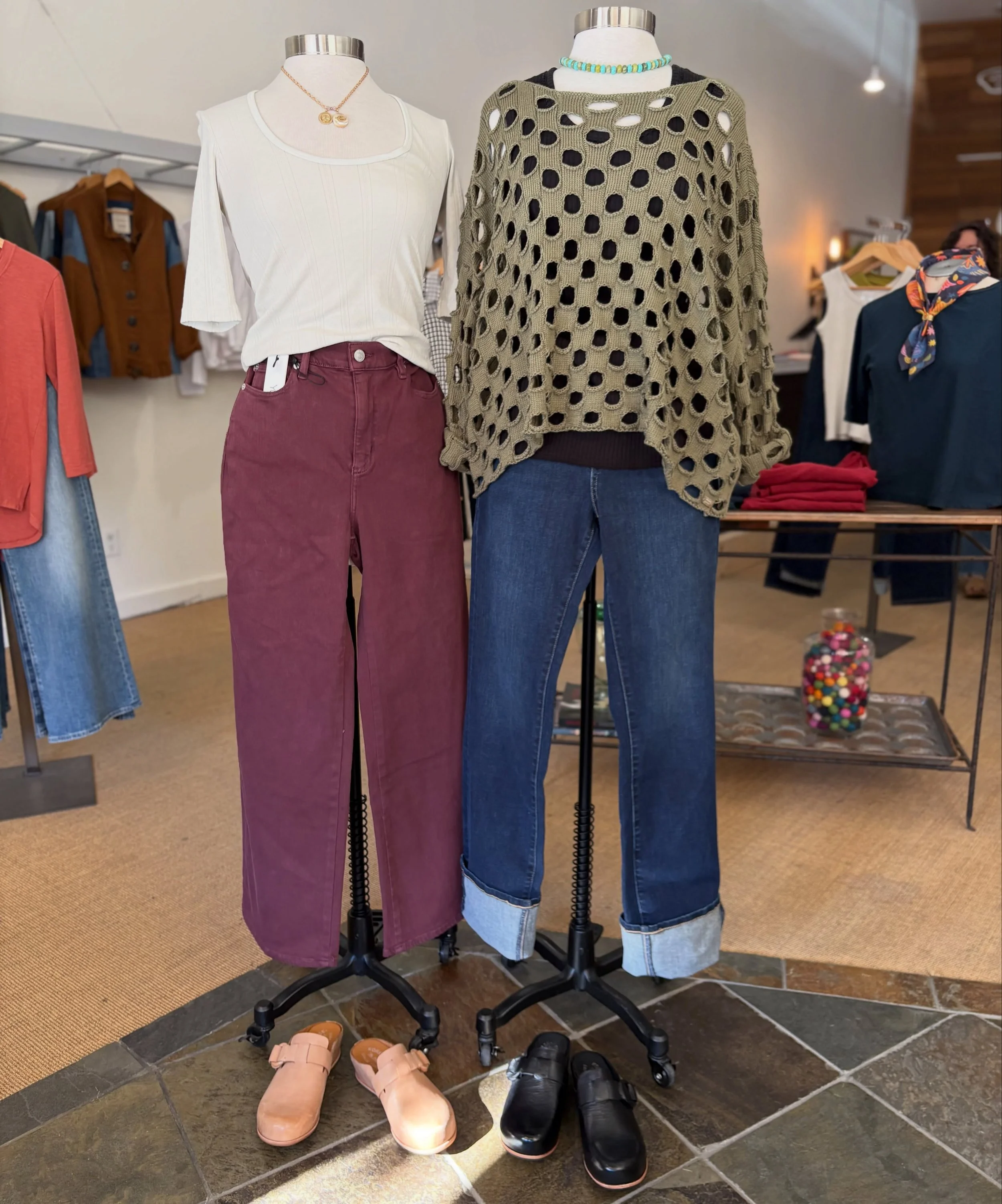 Yoga Jeans and Kork Ease arrived this week! 
Lily wide leg in burgundy and Chloe classic straight in dark indie are in stock now 🧡 
#newarrivals #sustainablefashion #boutiquestyle #fall26 #shoppetaluma