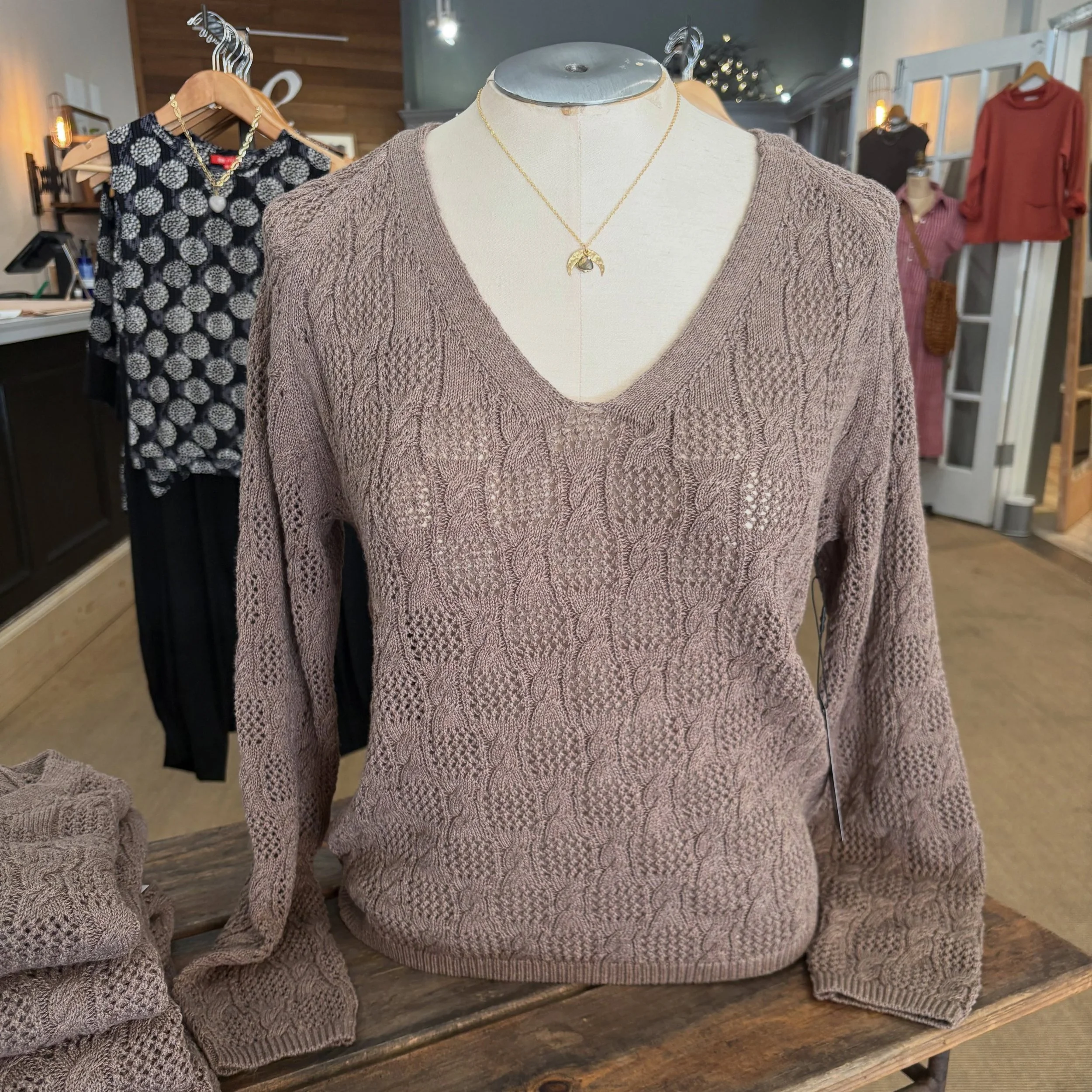 New sweaters arrived this week, just in time for 90 degree weather, as always seems to happen! These are 95% cotton/5% cashmere, and they feel so soft and dreamy! Sweater weather is coming! #fall26 #sweaterseason #boutiquefashion #effortlessstyle #sh