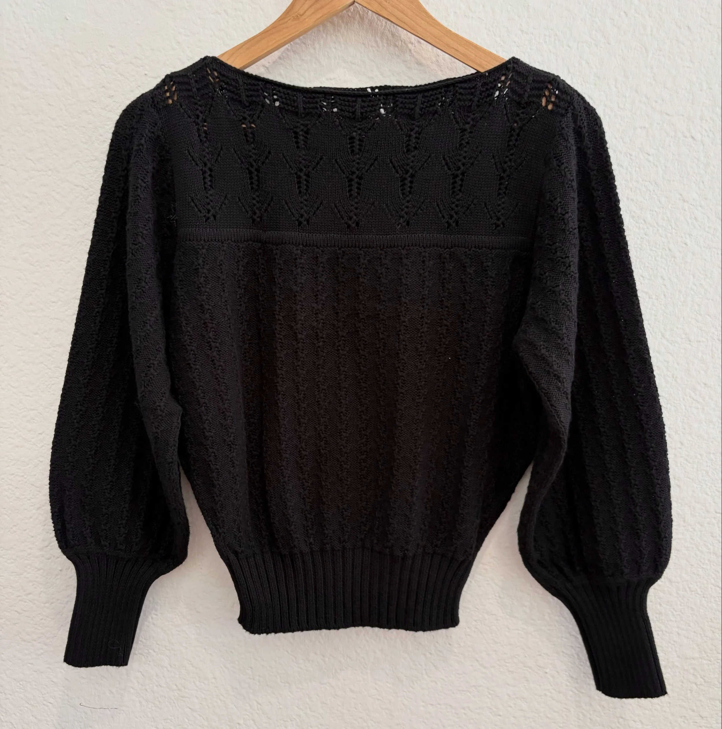 Gorgeous cotton Ivy sweater by Curator SF. I'm obsessed with the details! Available now in XS/S and M/L 🖤 #cottonsweater #fall26 #sustainablefashion #shoppetaluma