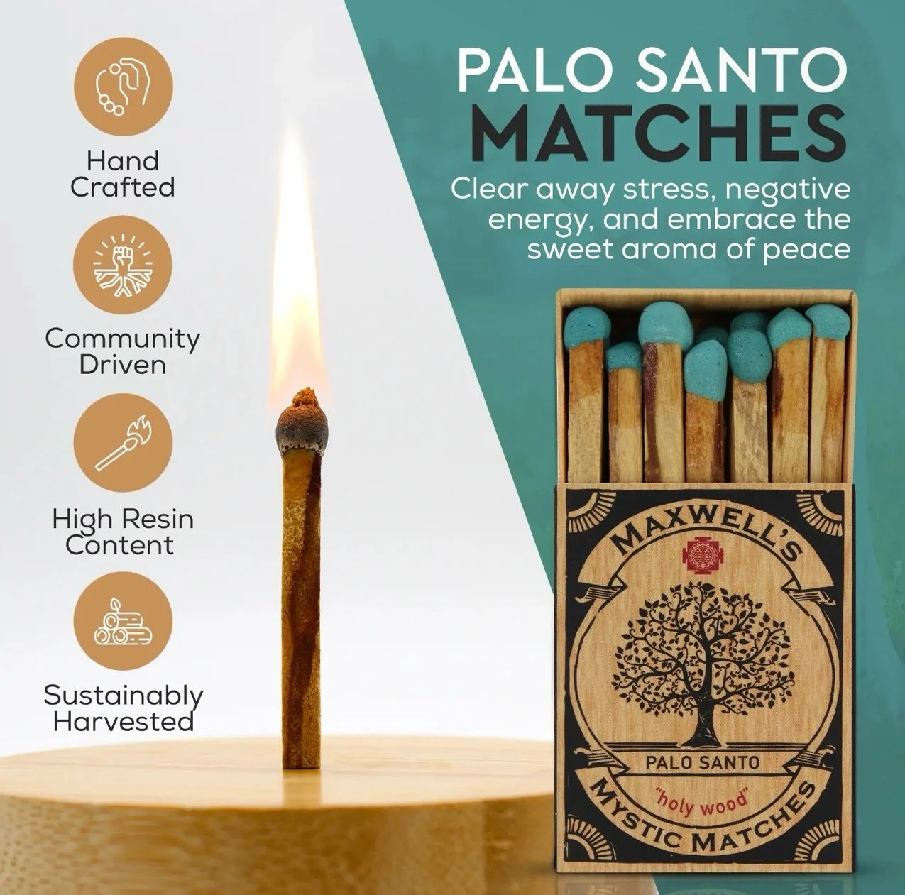 How sweet are these little palo santo matches!? We are now stocking them in our little gift annex 🕯️ #palosanto #maxwellsmysticmatches #boutiquegifts #shopsmall #shoppetaluma