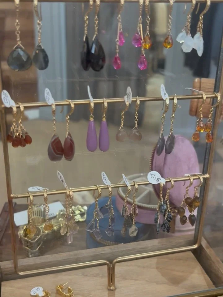 Introducing our new (and very local) jewelry designer, Sancia! I am beyond excited to have Sancia's beautiful handcrafted 14k gold filled and semi-precious stone earrings and necklaces in our little shop. Pop in and take a look for yourself 🧡🍂 #han