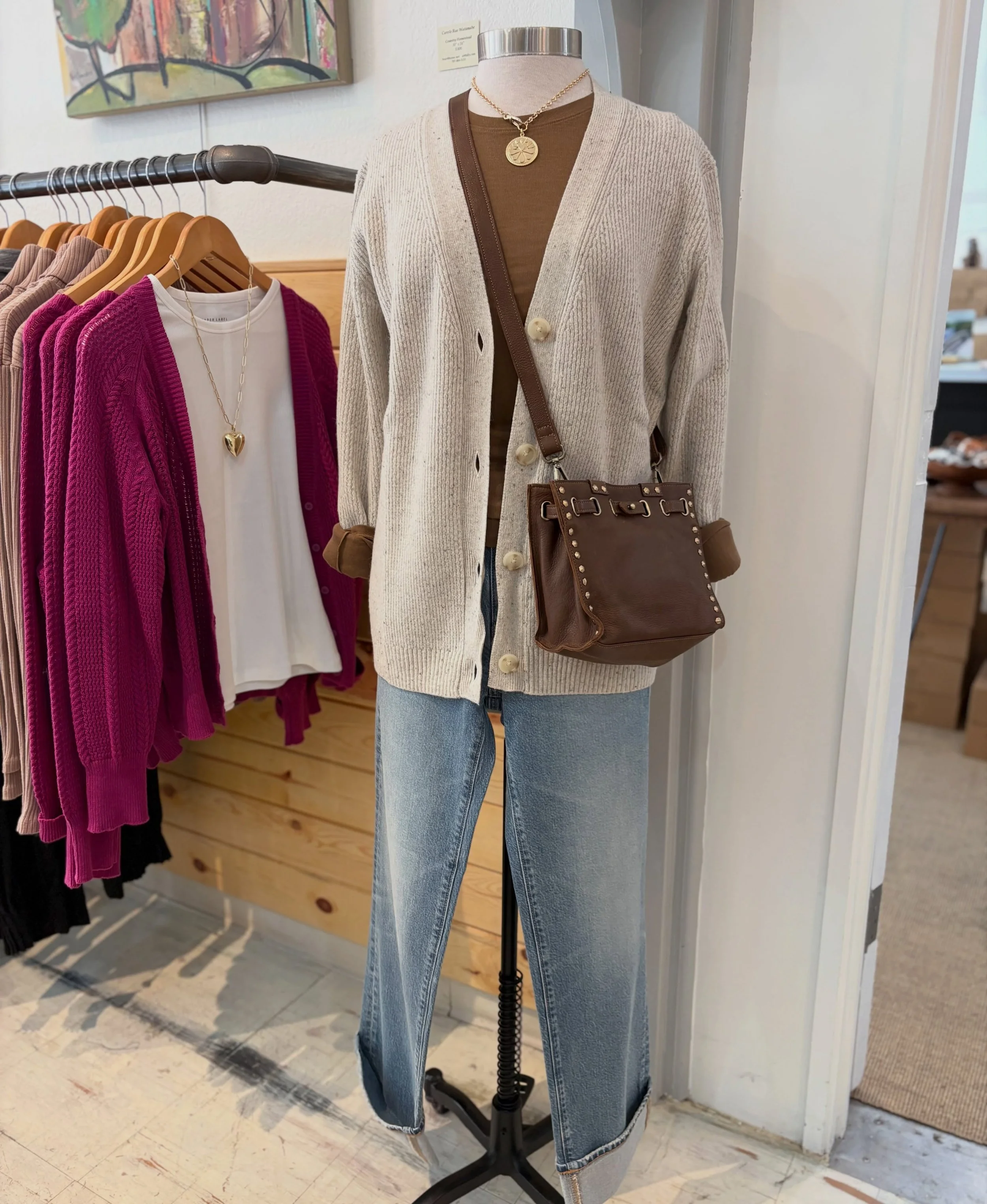 Scenes from around the shop. The annex is stocked full of fabulous clothing and home accessories...candles, notebooks, throw blankets, beautiful artwork, and more! #scenesfromaroundtheshop #fall26 #shoppetaluma #laticoleathers