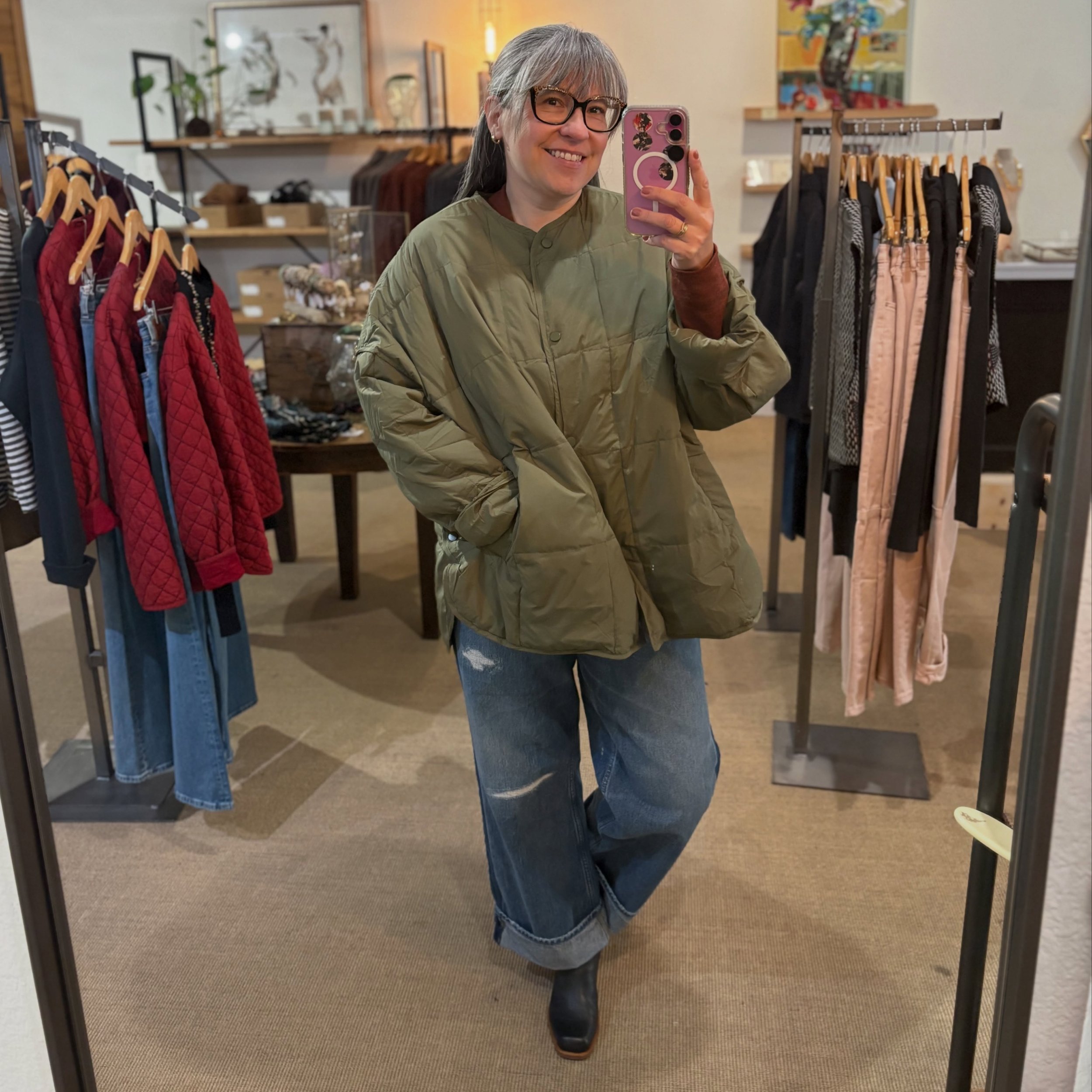 We have several options for oversized jackets this season, and they are all fabulous! Today, this is my personal favorite-the Peaks Jacket by Shannon Passero. This jacket is water resistant, and leaves pleasant of room to layer o er a chunky sweater.