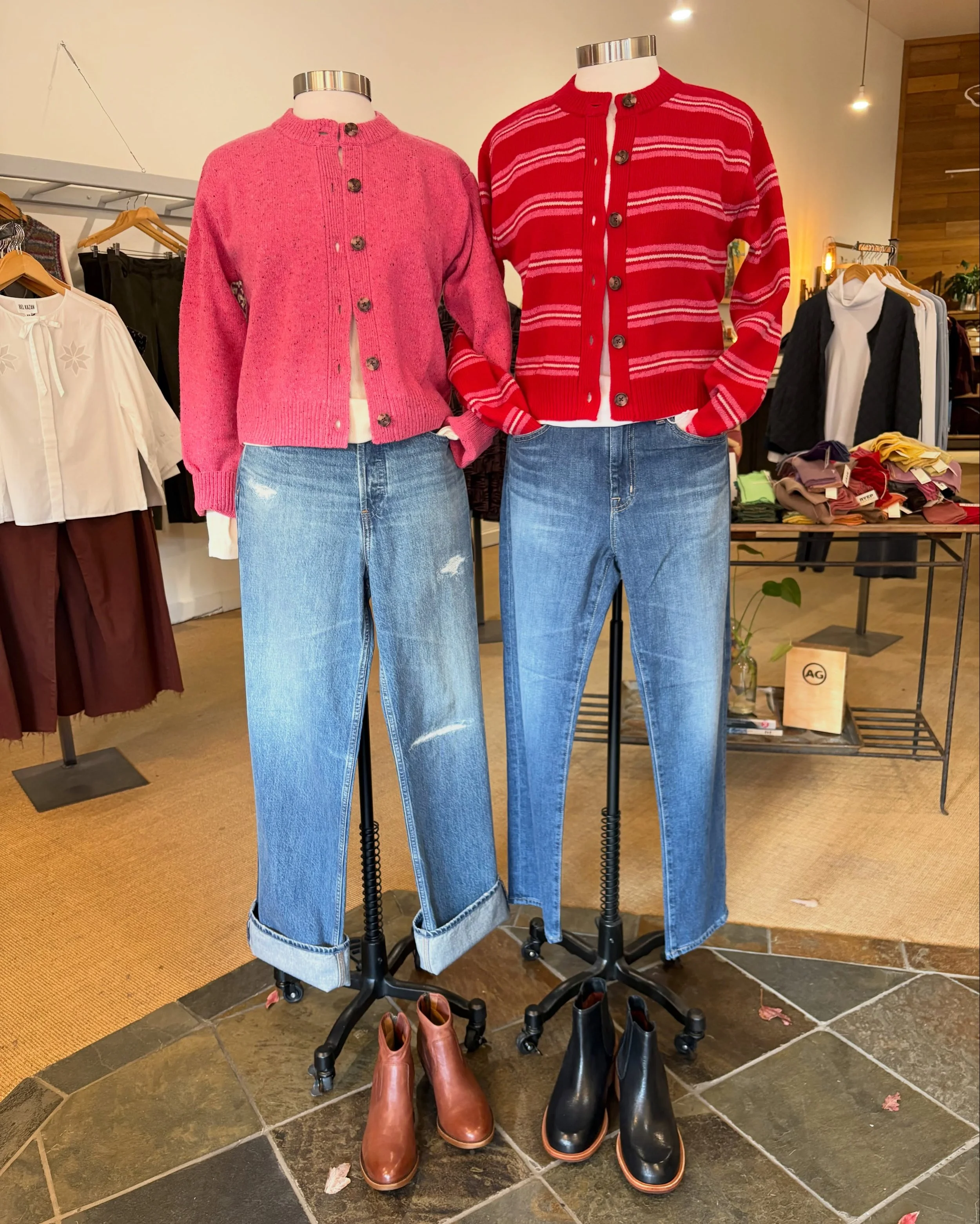 Saturday is for shopping! I'm not sure how you'll decide which sweater to choose...we have so many good ones! Come see this week's new arrivals 🧡 #merinowool #marinelayer #fallwinter26 #boutiquefashion #shoppetaluma