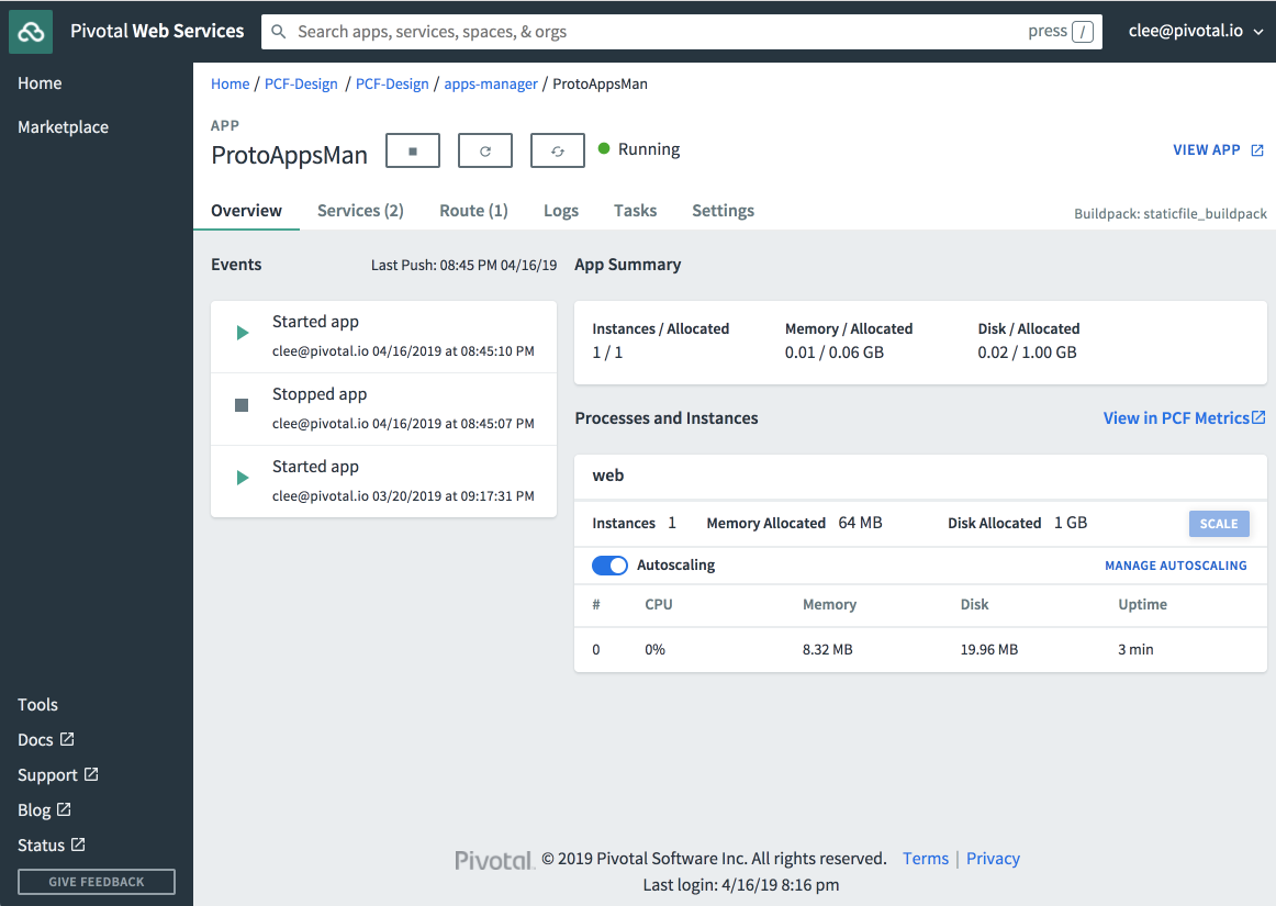 d. Single application page, w/breadcrumbs that include the Foundation hierarchy