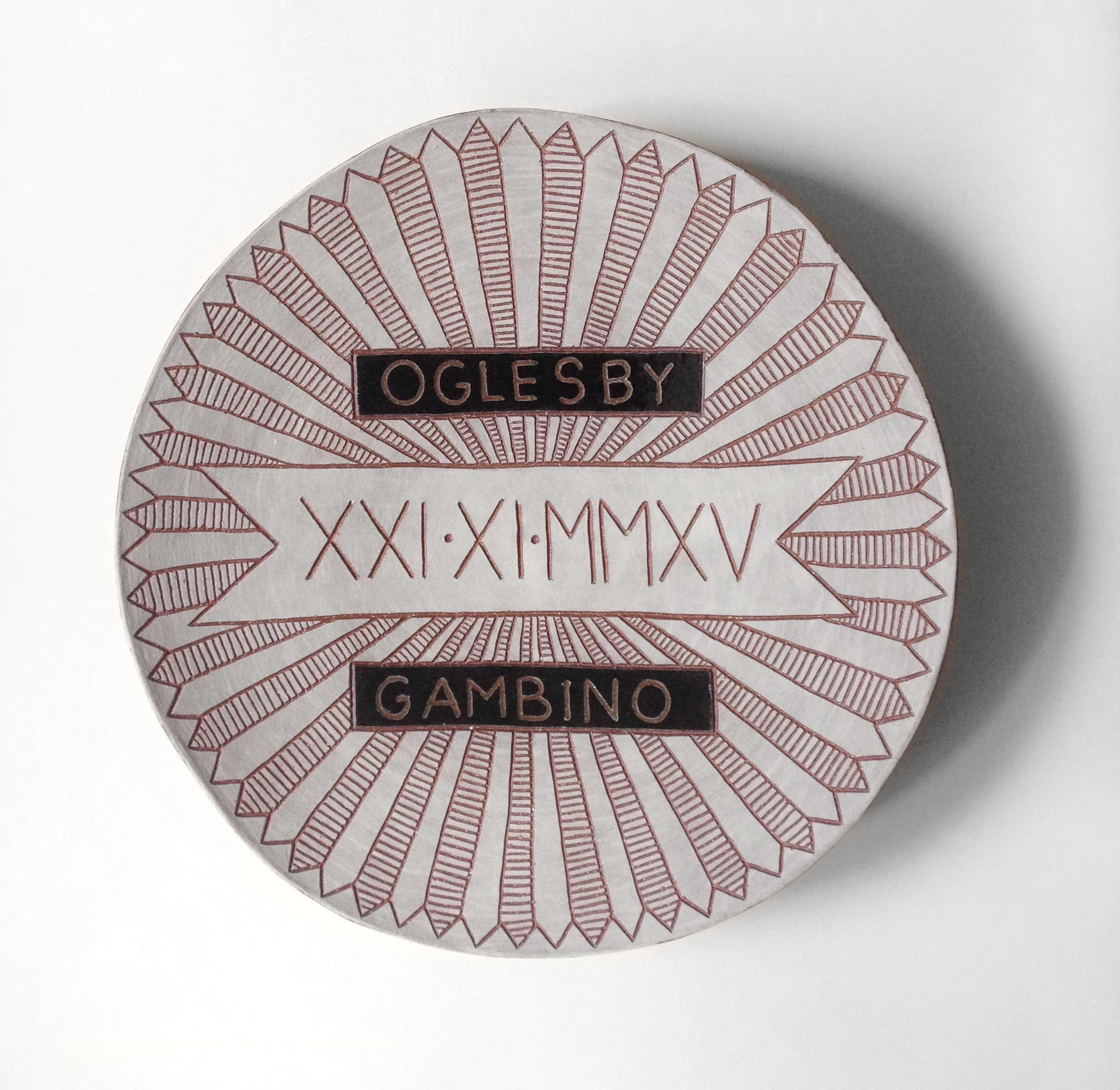 Gambino Oglesby wedding platter, 2015