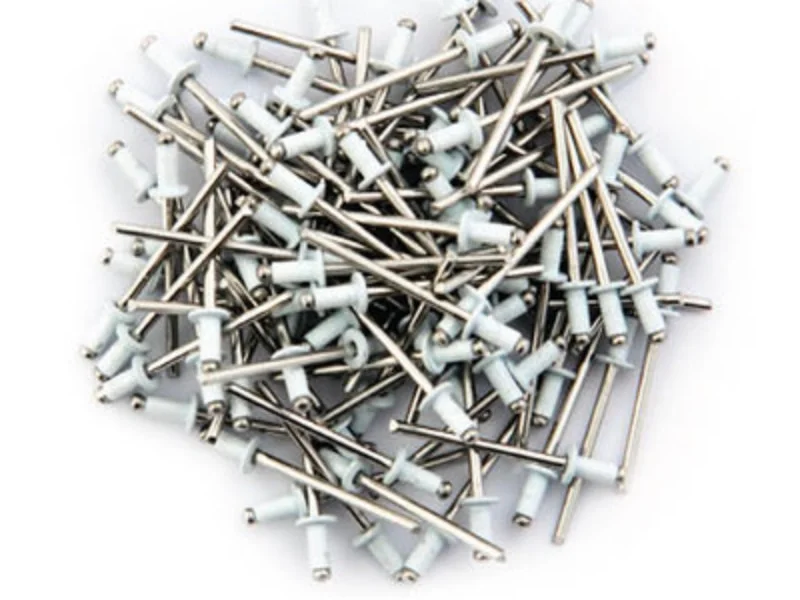 POP RIVETS Requires pre-drilling of 1/8 inch hole and tight fit for rivet to hold properly. Pop Rivets #42 (1000 pcs/carton, 100 pcs/bag) Pop Rivets #44 WHITE only (1000 pcs/carton, 100 pcs/bag)