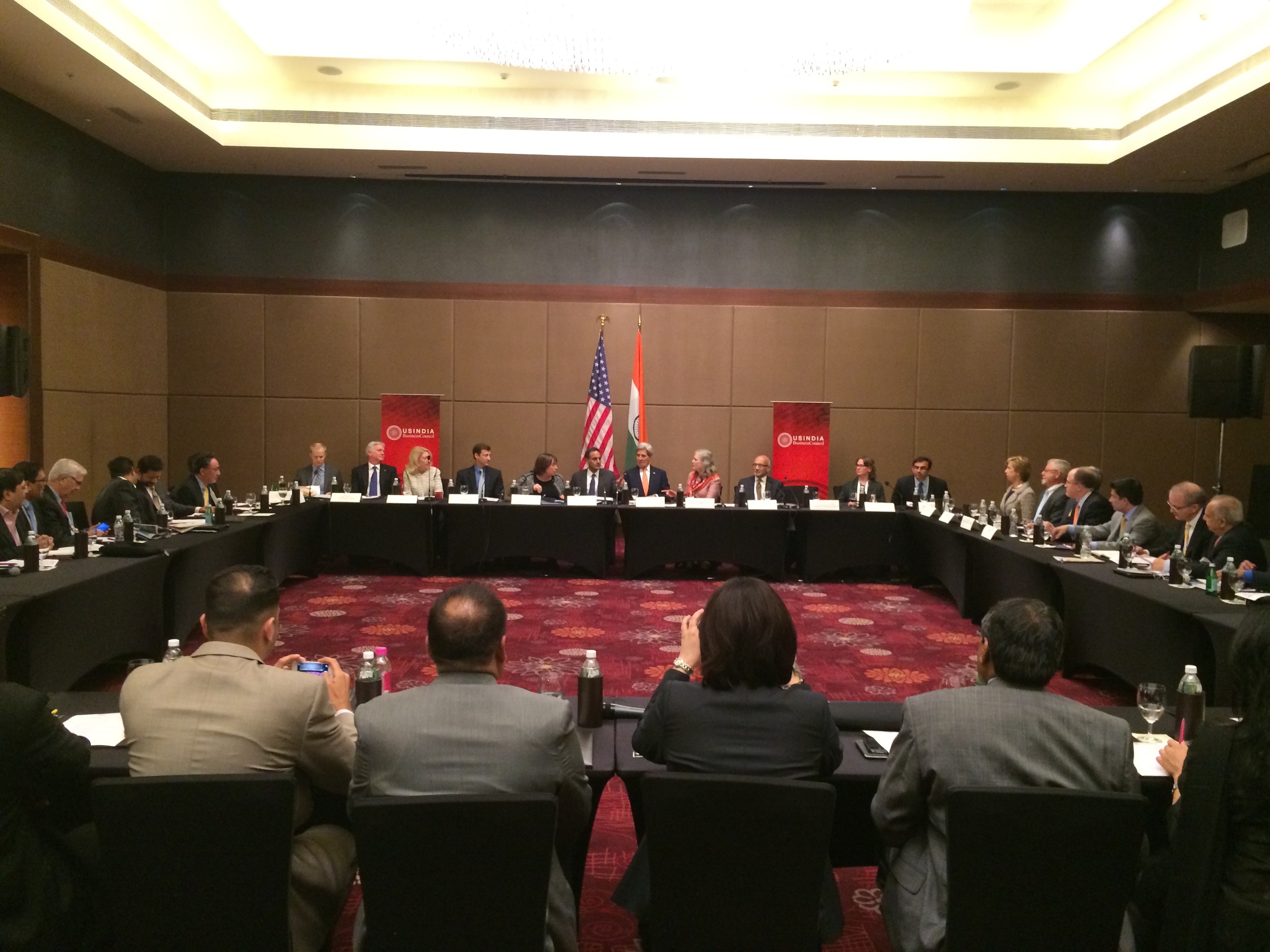   Suresh Nichani, Vice Chairman of RootCorp&nbsp;(extreme left),&nbsp;on the round table with Honorable John Kerry  , United States Secretary of State (center), in Ahmedabad, India on US-India Business and Economic Policies.  