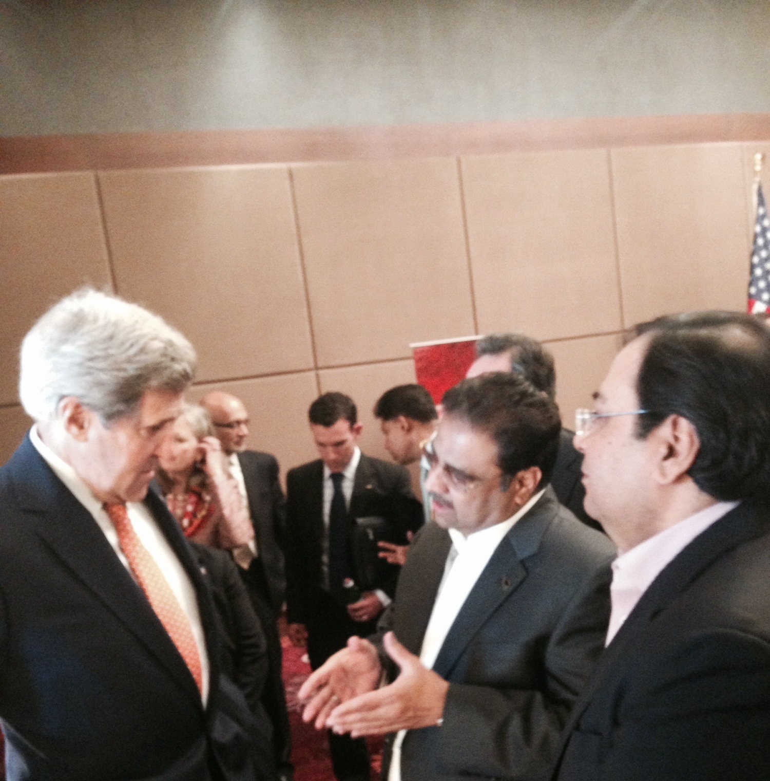  Suresh Nichani, Vice Chairman of RootCorp (right)&nbsp;with Honorable John Kerry, United States Secretary of State (left), and Mr. Danny Gaekwad (middle). 