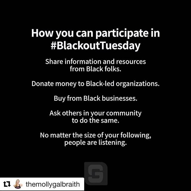 #Repost @themollygalbraith with @get_repost
・・・
I will not be participating in Blackout Tuesday by just sharing a black square.⁠
⁠
For more details on why, you can go to my story @themollygalbraith.
⁠
If you do share a black square, please DO NOT use