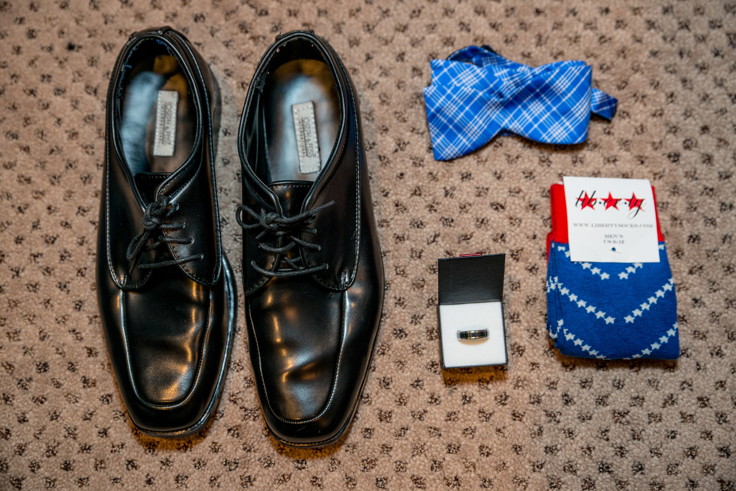  Groom's Shoes, tie, socks and watch at a Virginia Wedding 