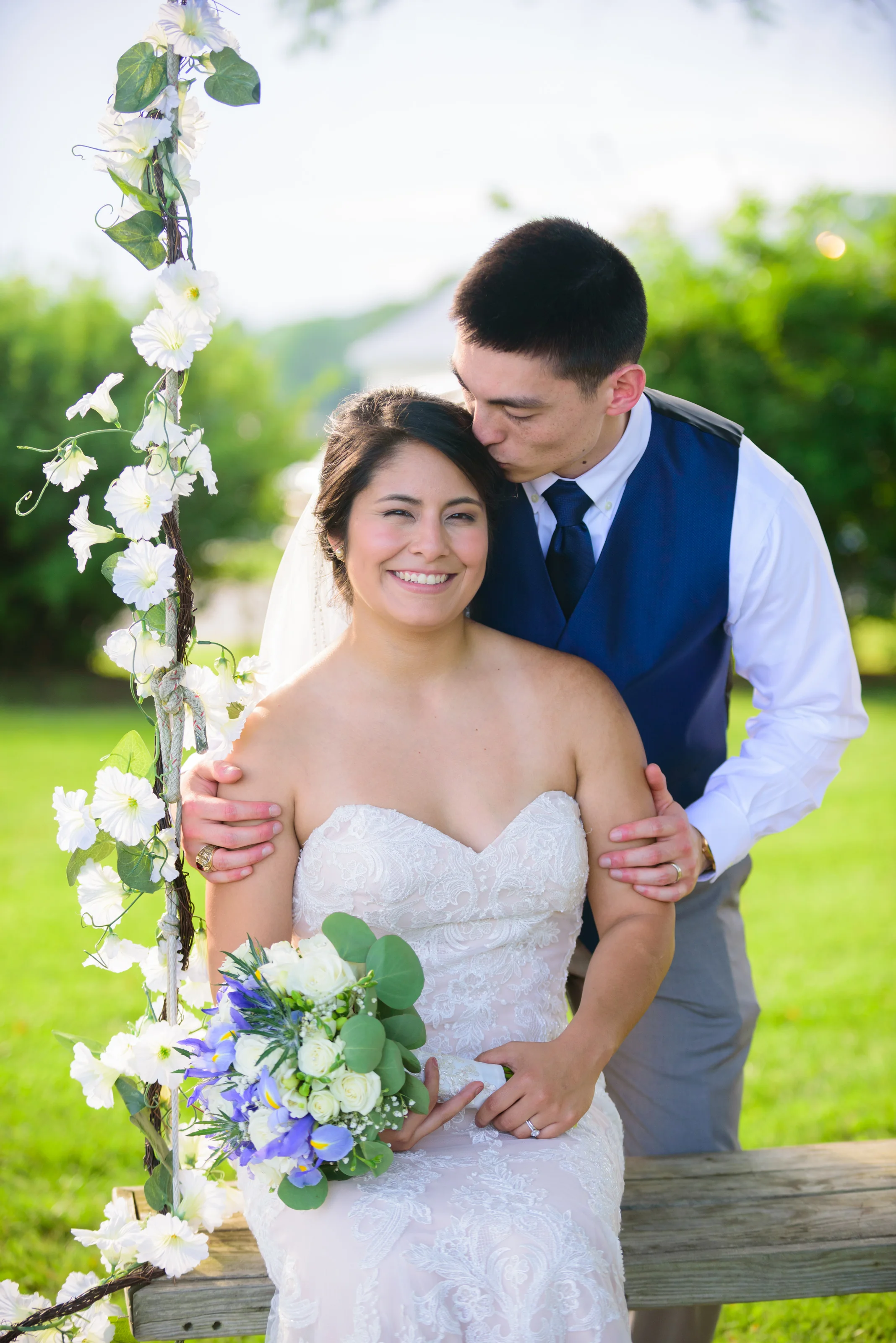 bride and groom portraits at Mary's Hope on Church Cove wedding