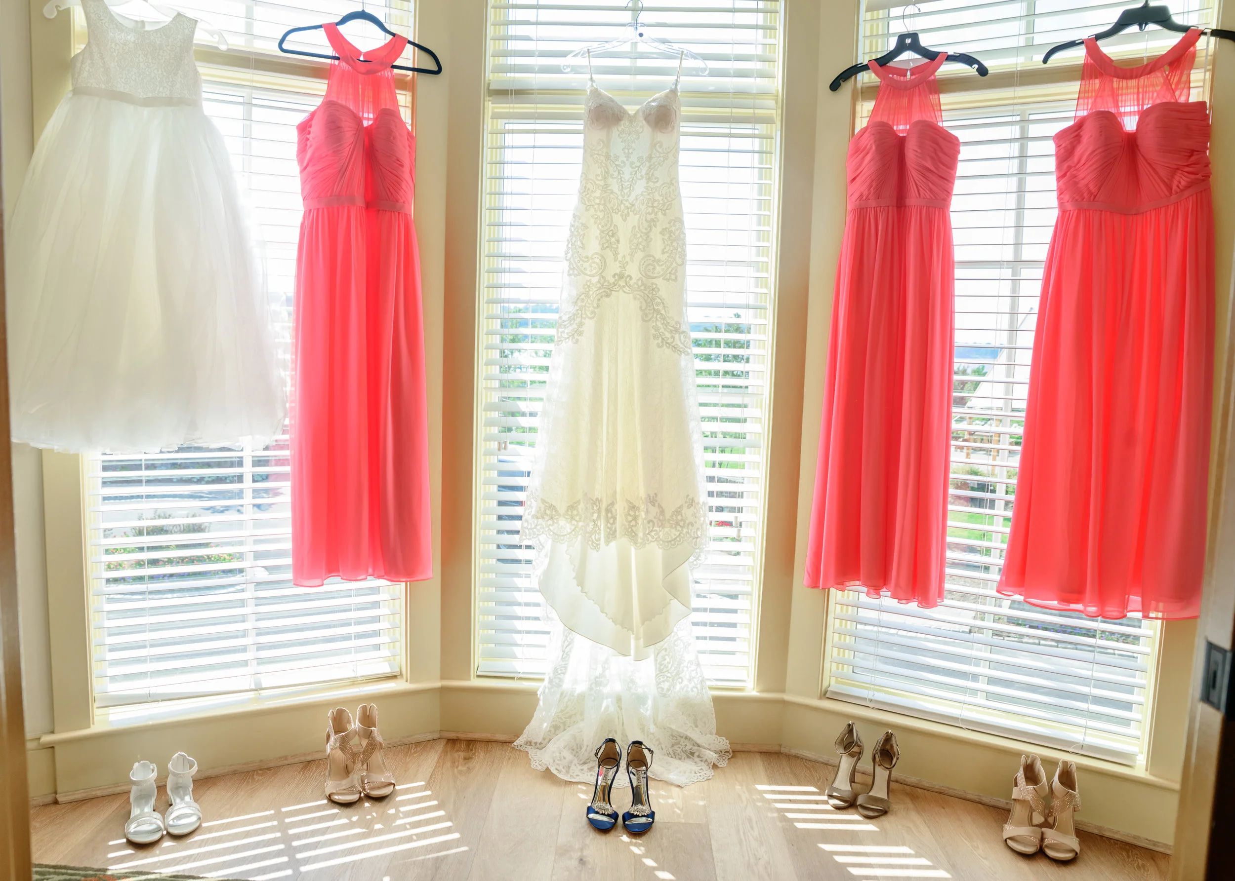 Bride and bridesmaids dresses