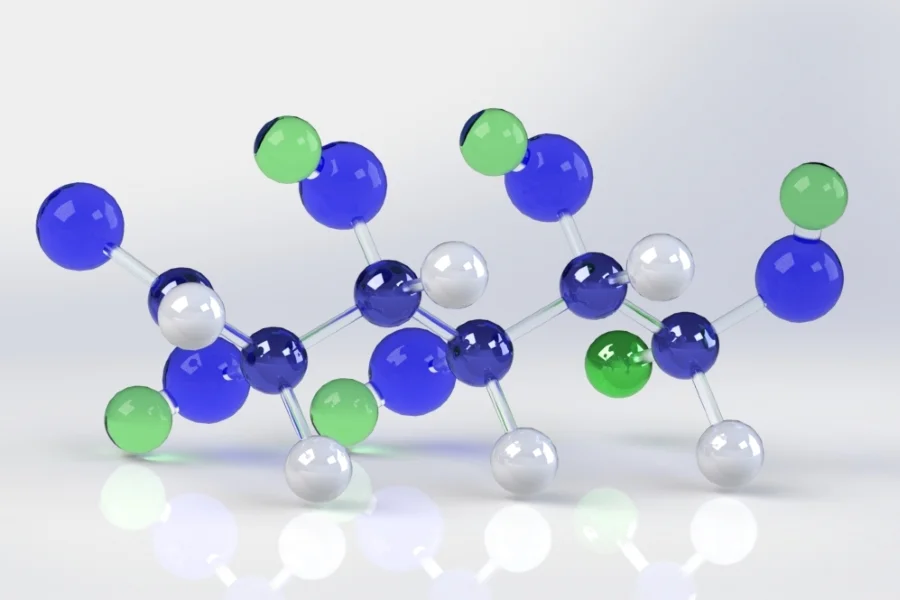 Glass Molecule 3D Photo-realistic Rendering of a Molecule