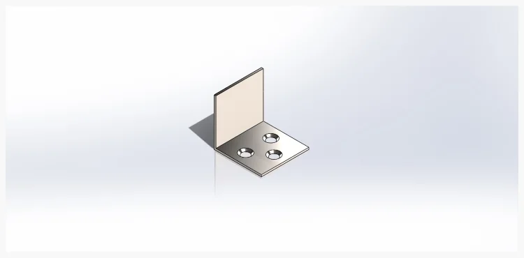 Angled features called chamfers (pronounced like champ without the letter "p") are added to match the angles of the screw head that will go into the bracket's holes.