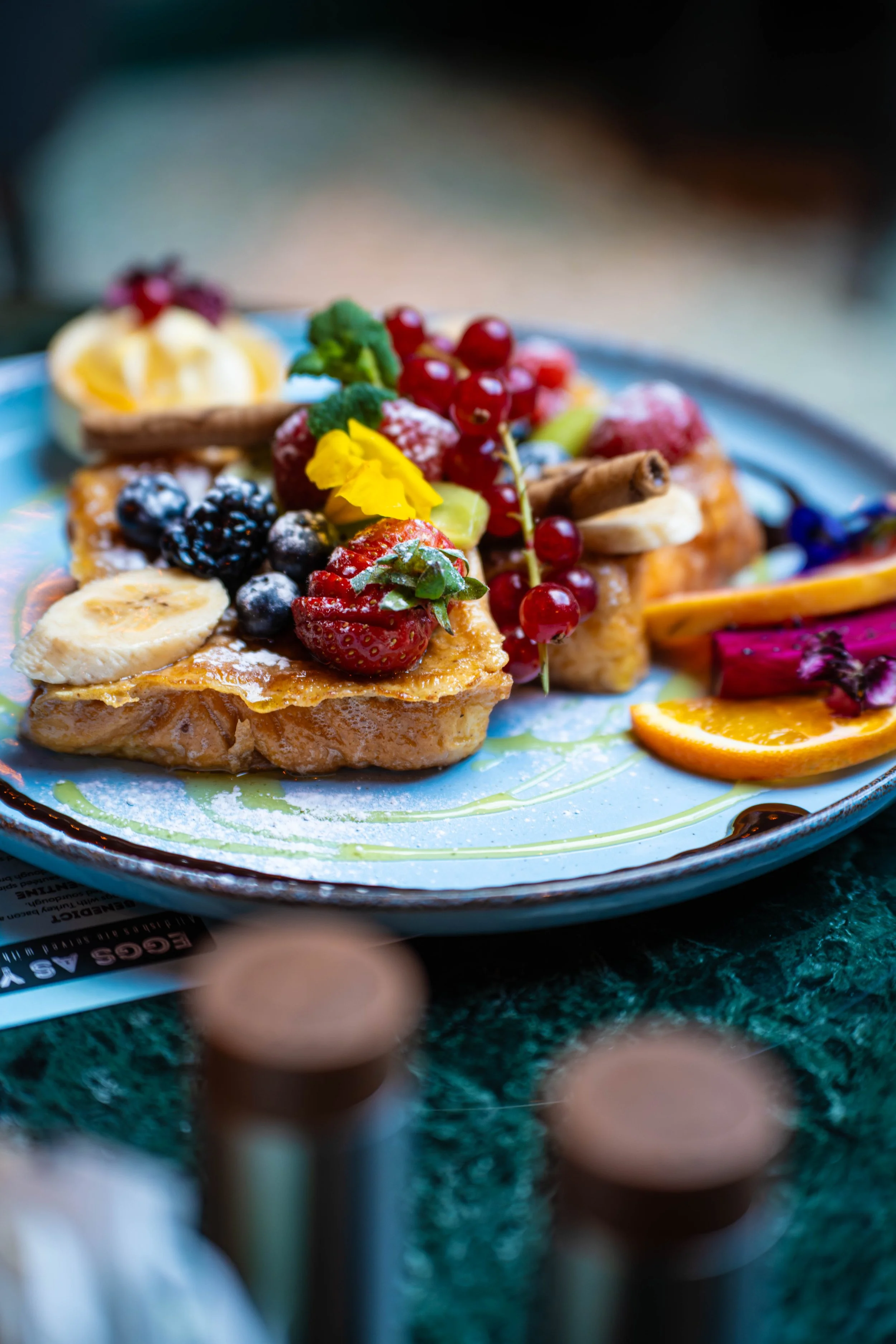 Fruit and pastry plate at a London cafe