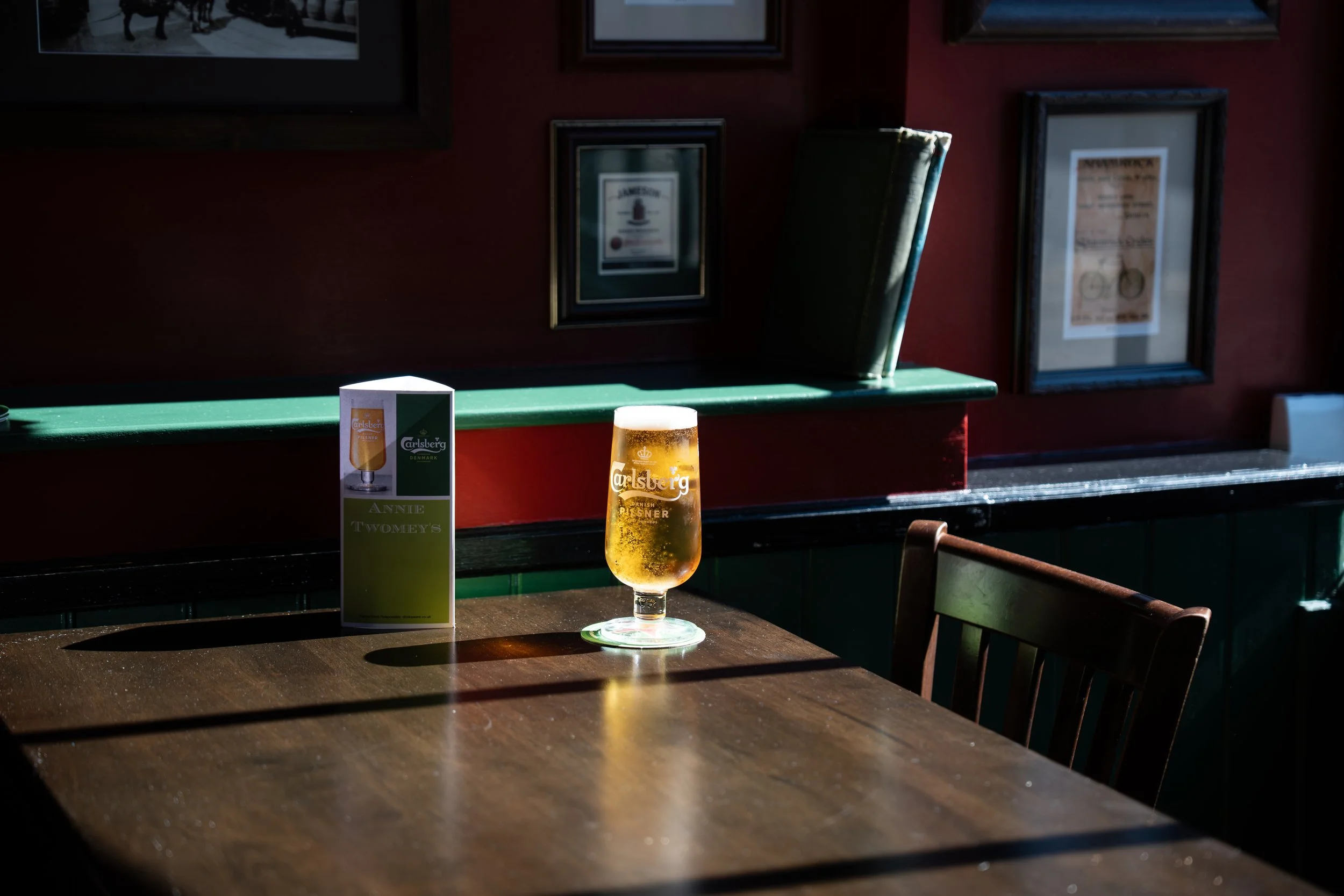 Pub seating at Annie Twomey's, Southgate — video above