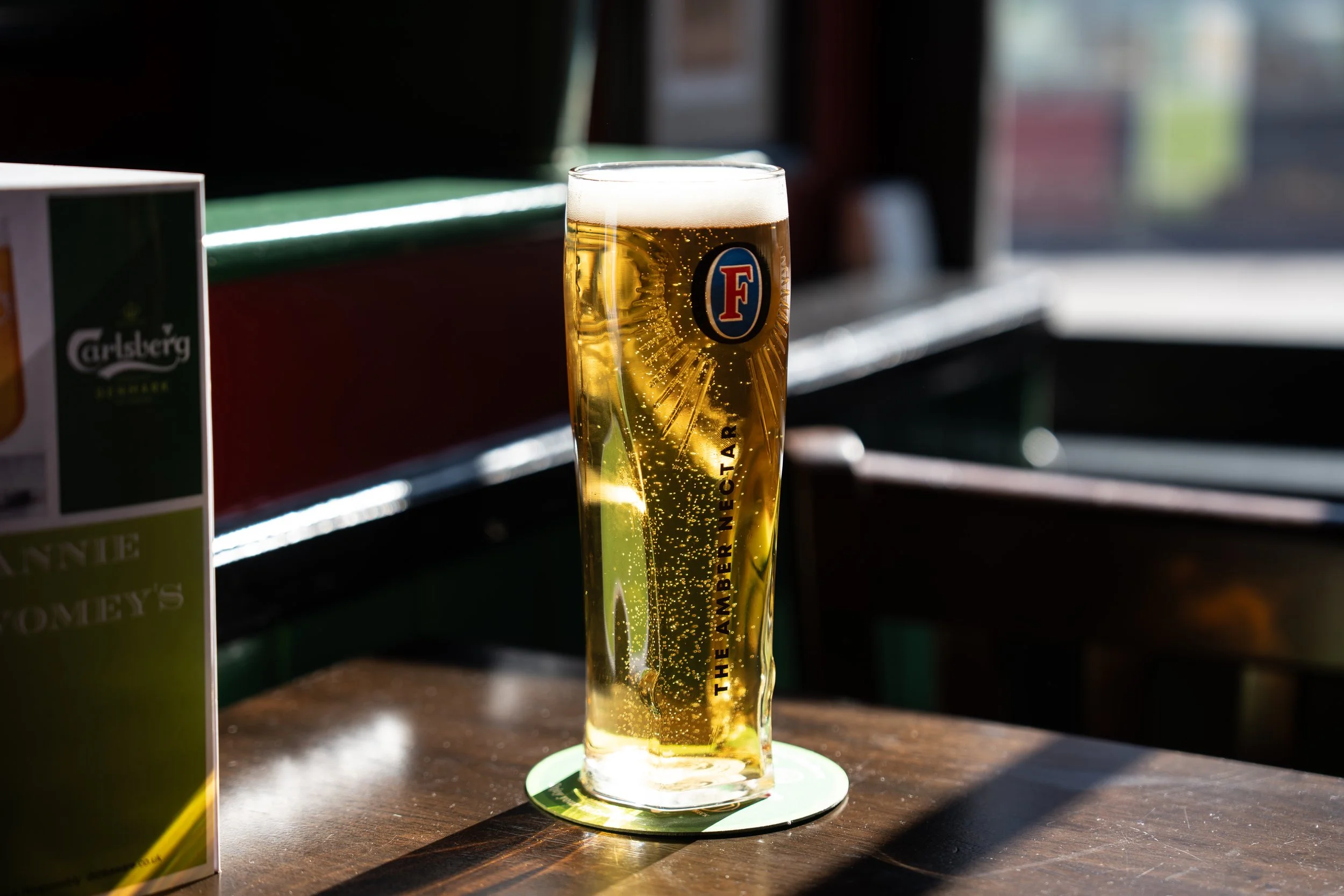 Tall glass of Carlsberg at Annie Twomey's — video above