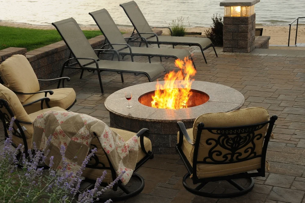 Esch Landscaping - Granite Fire Pit Overlooking Lake Huron.jpg