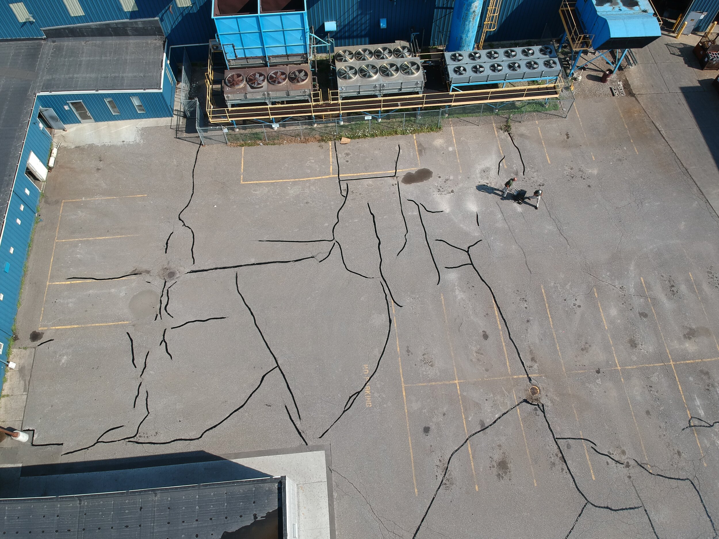 Esch Landscaping - Asphalt - Crack Fill Aerial Shot of Commercial Parking Lot.JPG