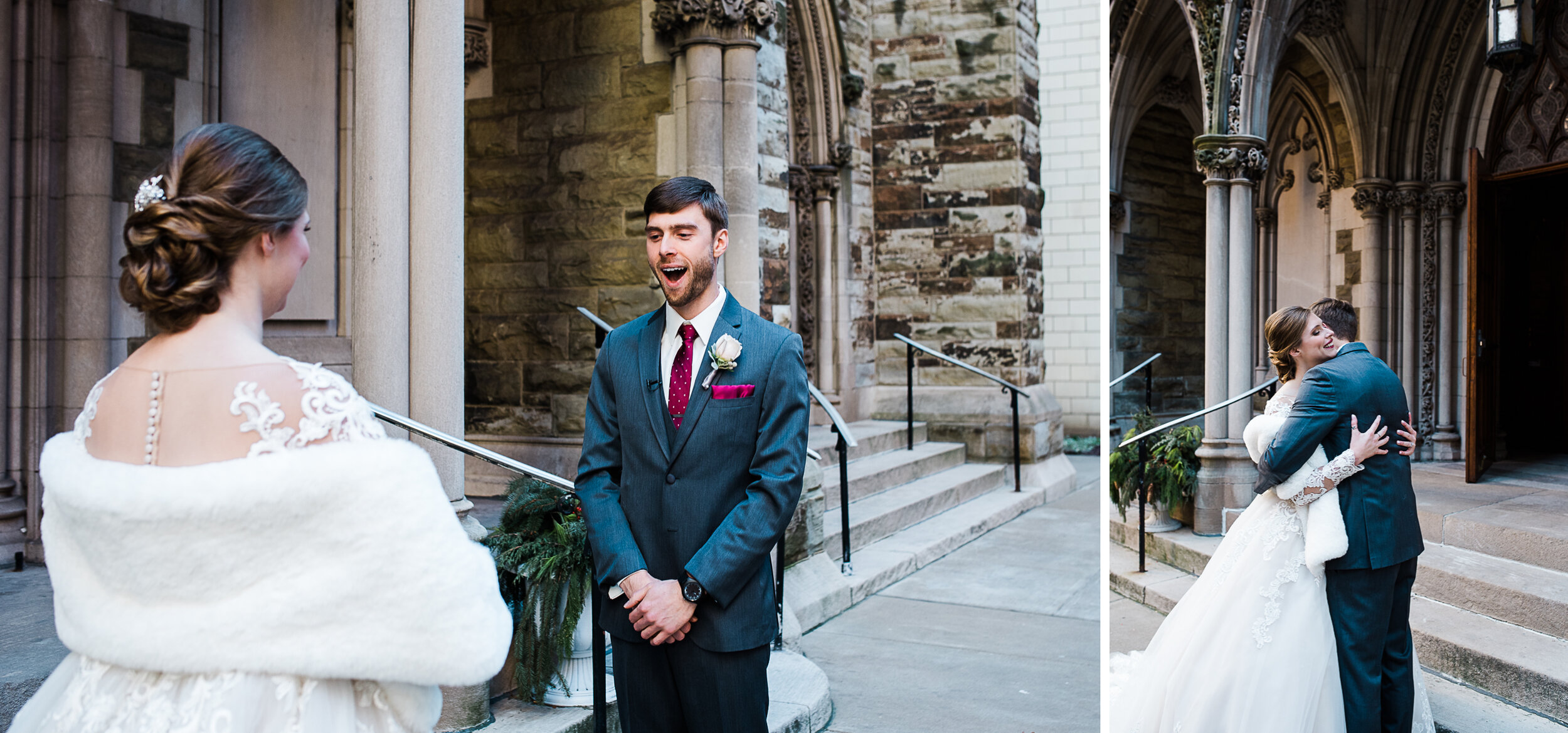 first look groom's reaction, pittsburgh wedding photographer.jpg