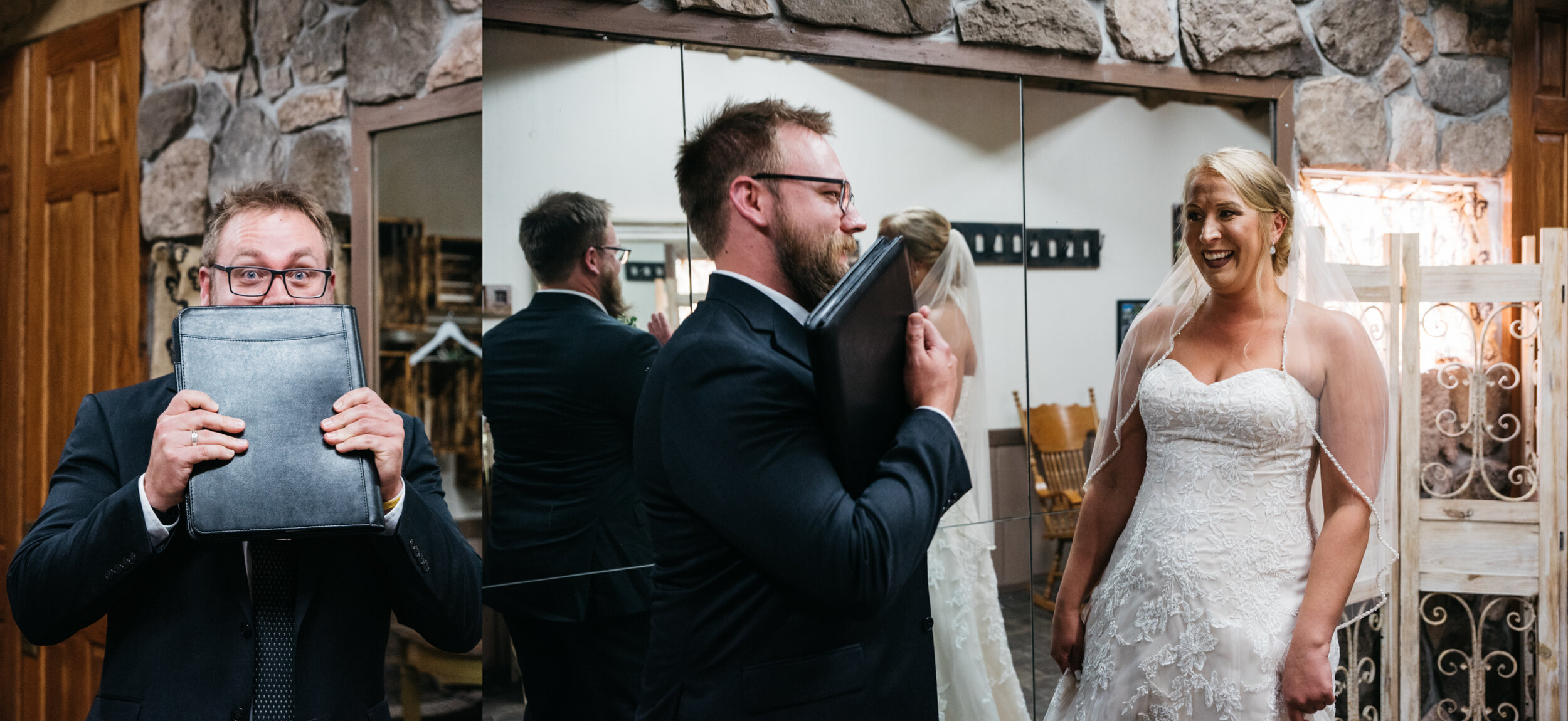 bride getting ready, friend's reaction, hayloft of pa wedding photographer.jpg