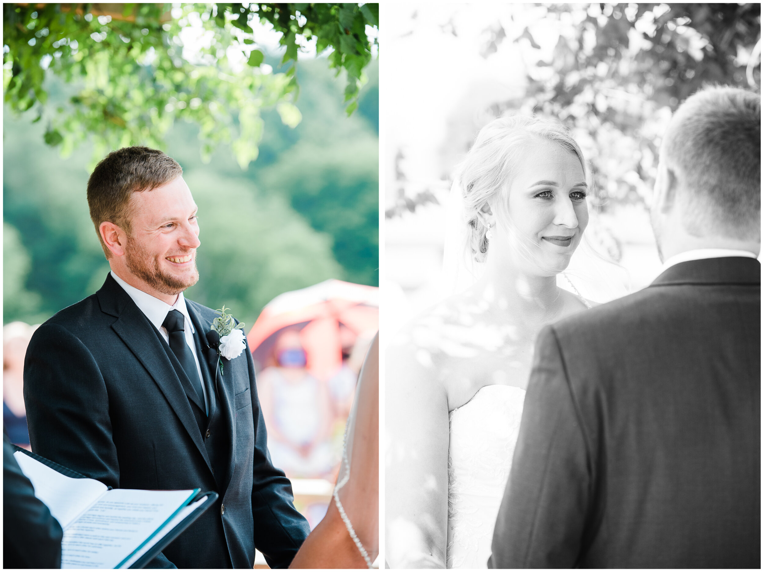 wedding ceremony, bride and groom reaction pittsburgh wedding photographer.jpg