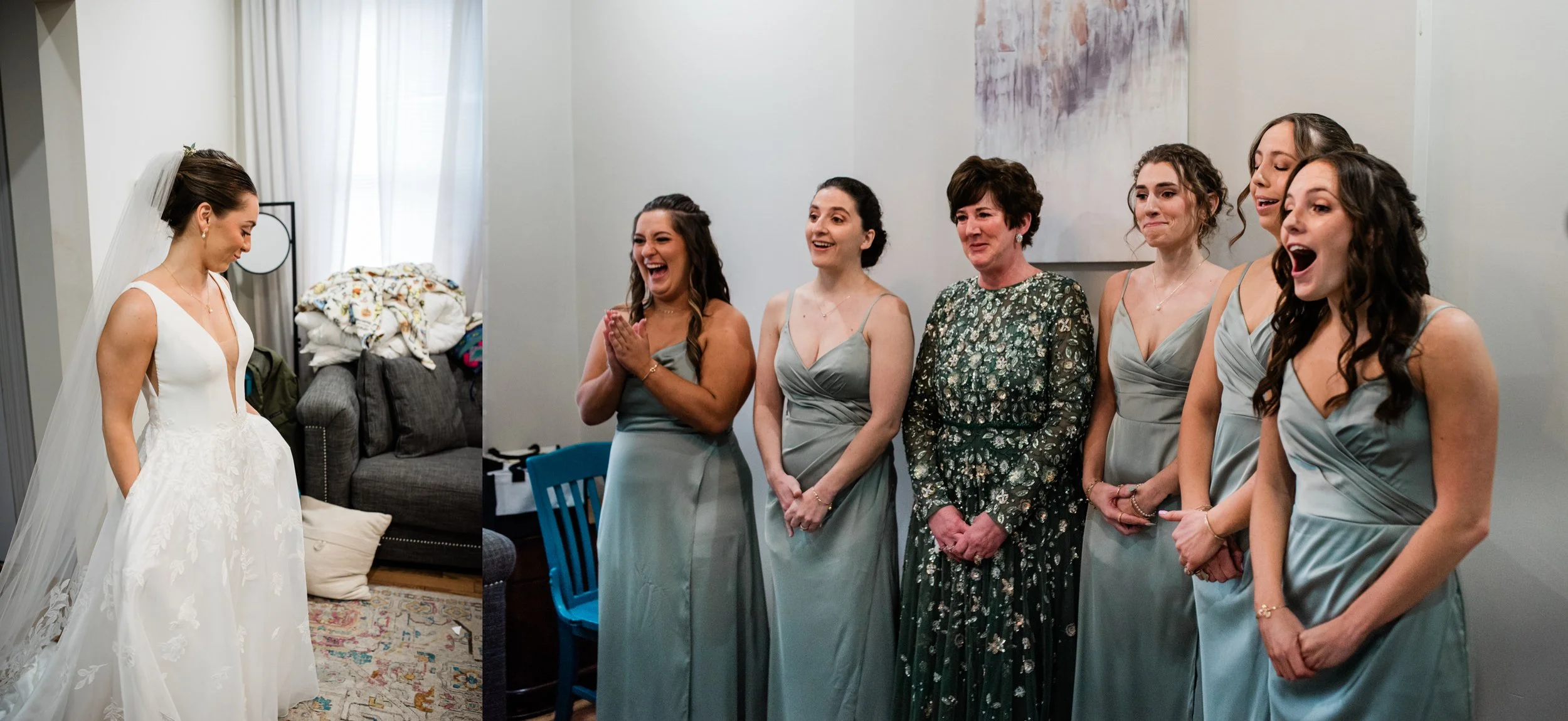 Bridesmaids seeing Bride, Photojournalism Wedding Photographer.jpg