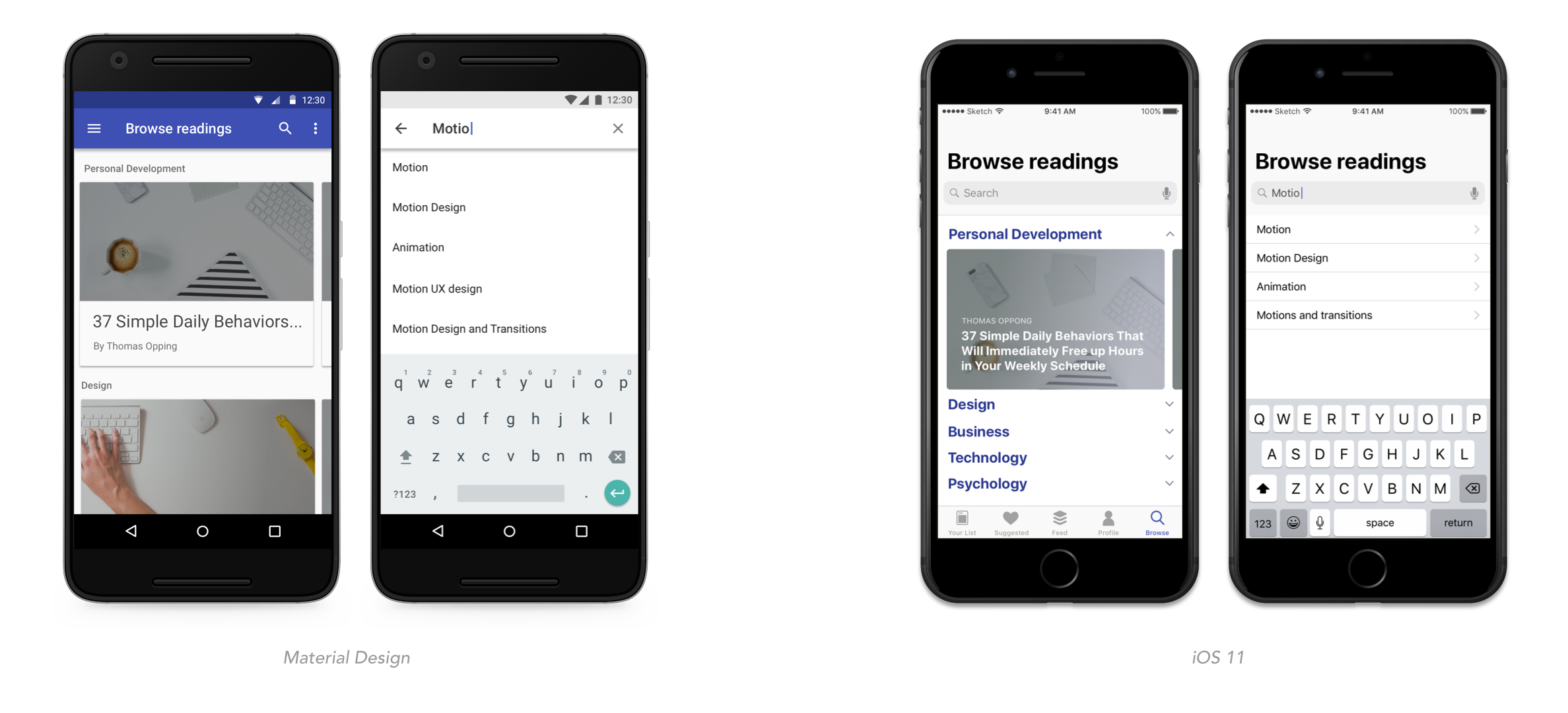 Material Design v.s. iOS 11 — Helena Stening