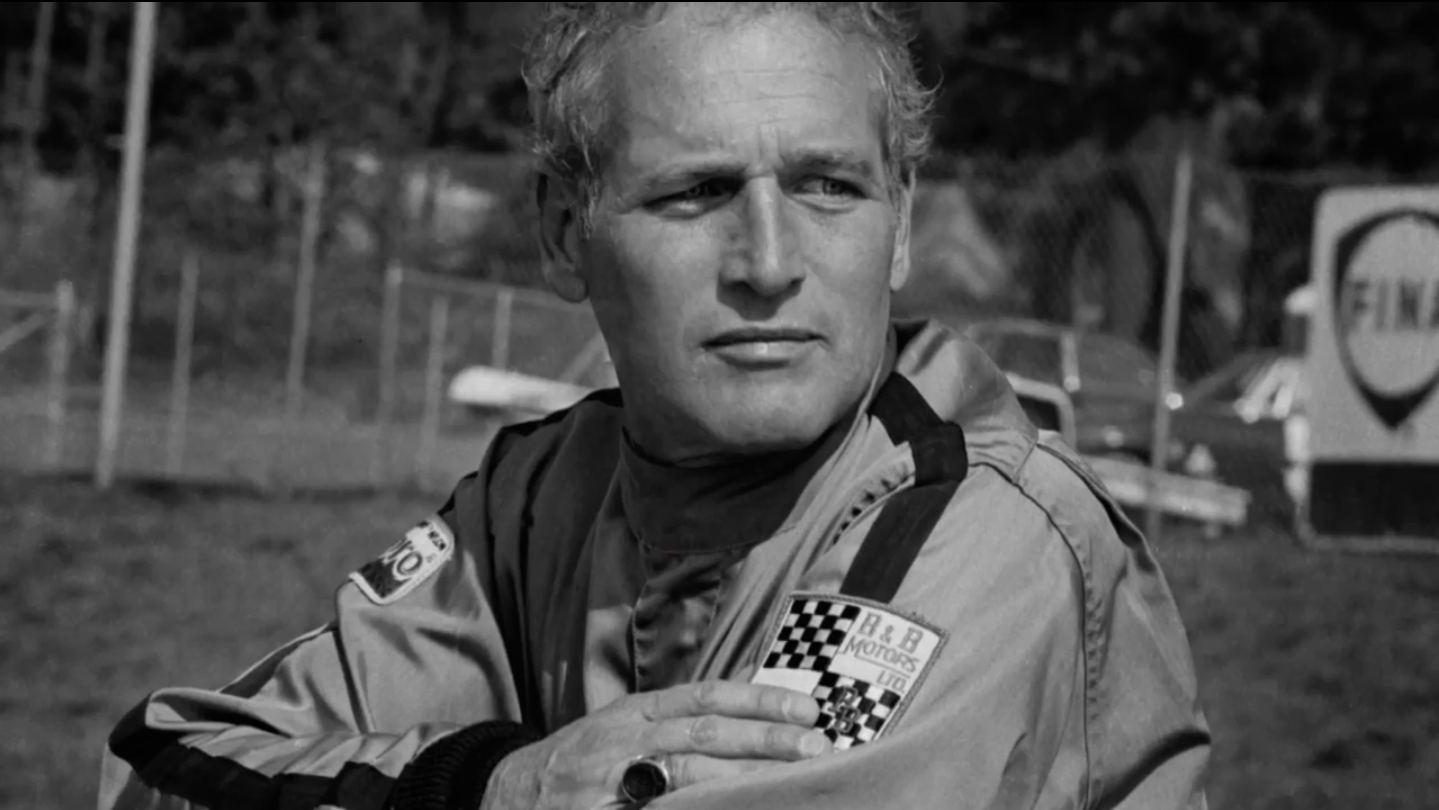 Paul Newman wearing an original Racemark B&B Motors racing suit