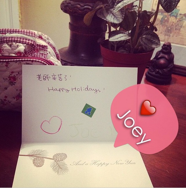 ... love, Joey. Crayoned Xmas cards = the best.