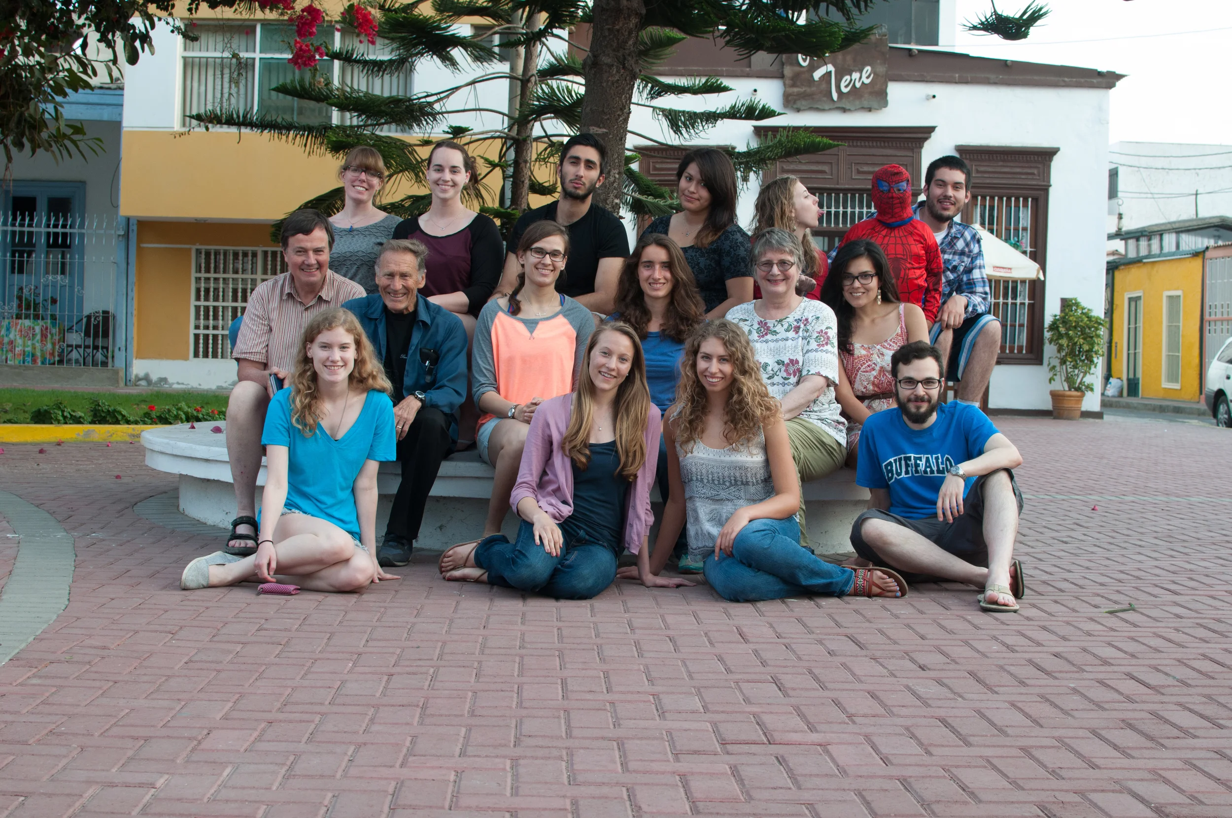 The Summer 2014 Research Team (From Left): Top Row - Ashley Glenn, Lauren VanGelder, Shant Tamazian, Giselle Rodriguez, Emily Bakaj, Spiderman, Abelardo Arellano. Second Row - Dr. Tom Love, Dr. Doug Sharon, Katelyn Henson, Carolyn Gigot, Dr. Gail Willsky, Jessica Ortiz. Bottom Row - Kristen Brooks, Lauren Carnevale, Emily Frisch, Thom Cleland. 
