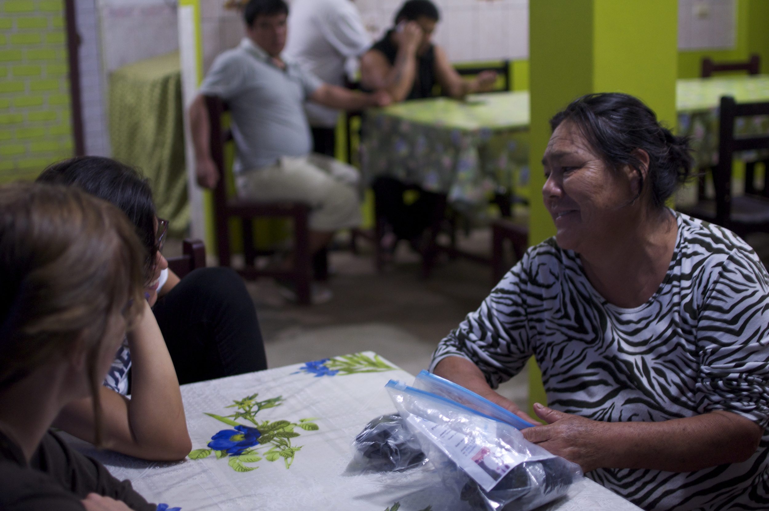 June 2014 - Julia Calder ó n de Avila chatting with her patients before a healing ceremony. 