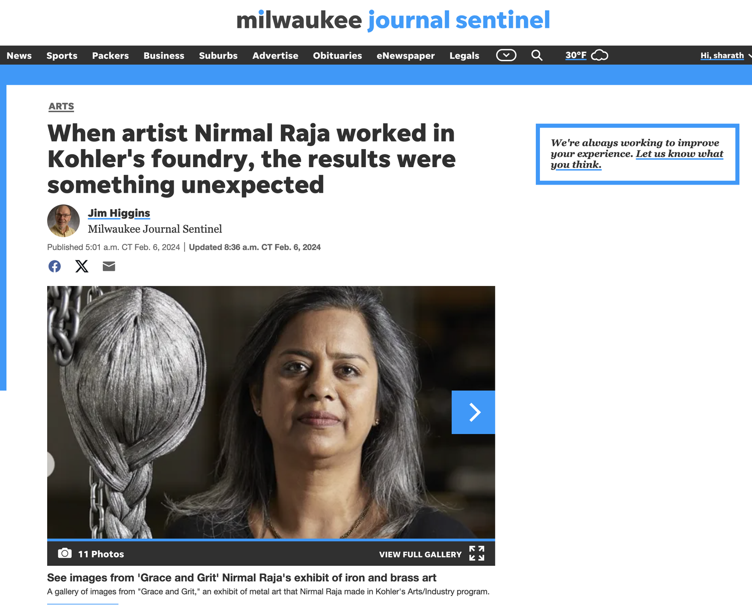 When artist Nirmal Raja worked in Kohler's foundry, the results were something unexpected