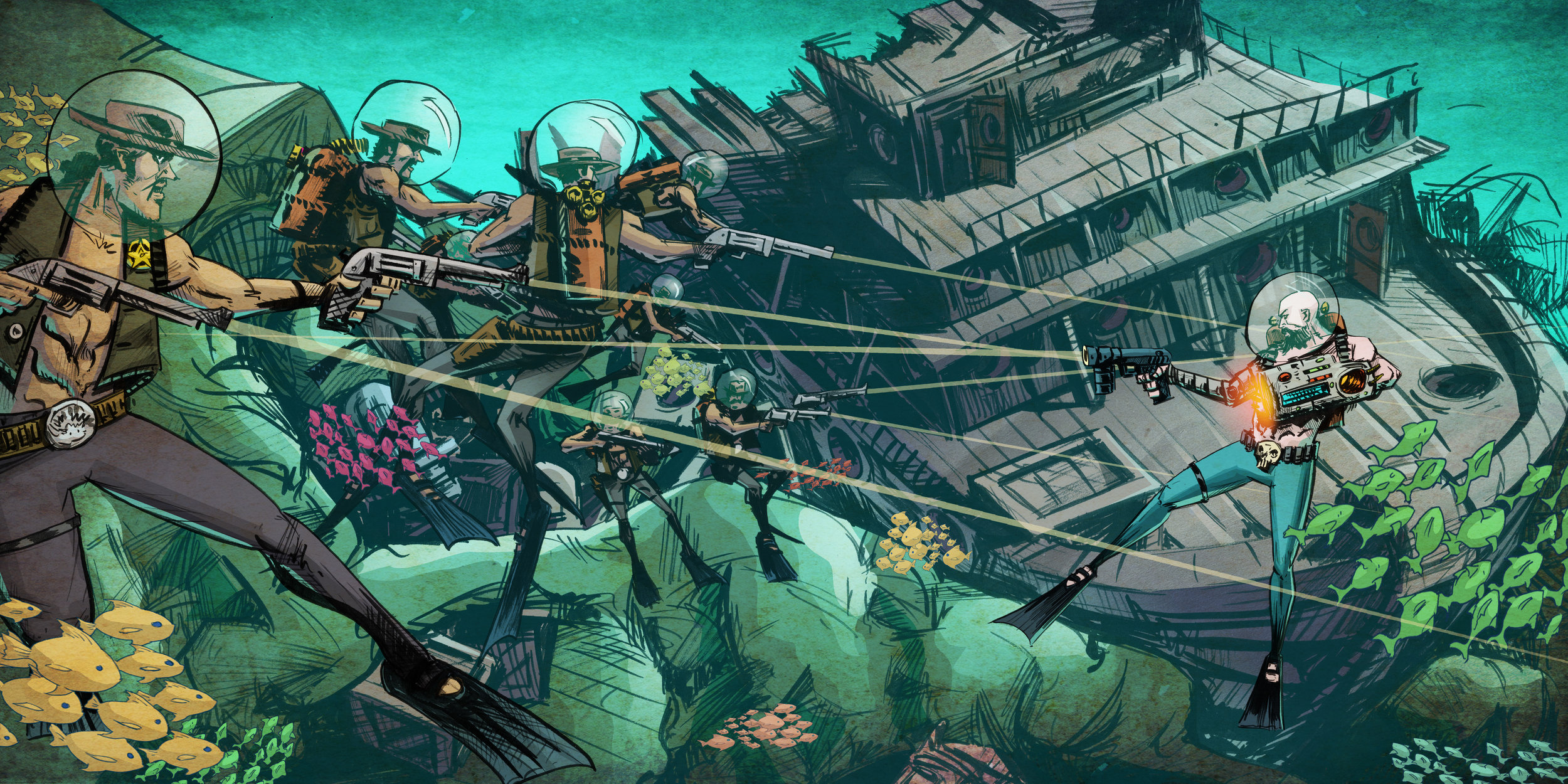 Lines by Wayne “Lowdy” Lowden YouTube Banner for War Gods of the Deep