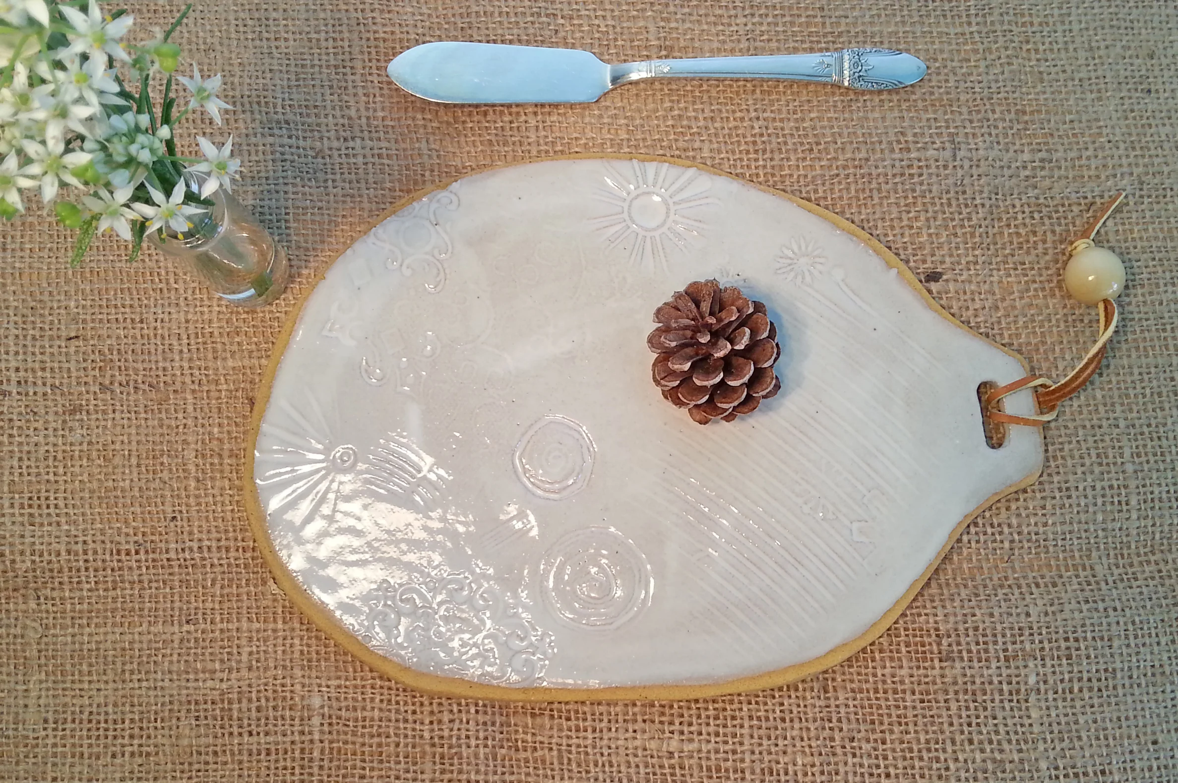 Platter- Ceramic, hand-built, white