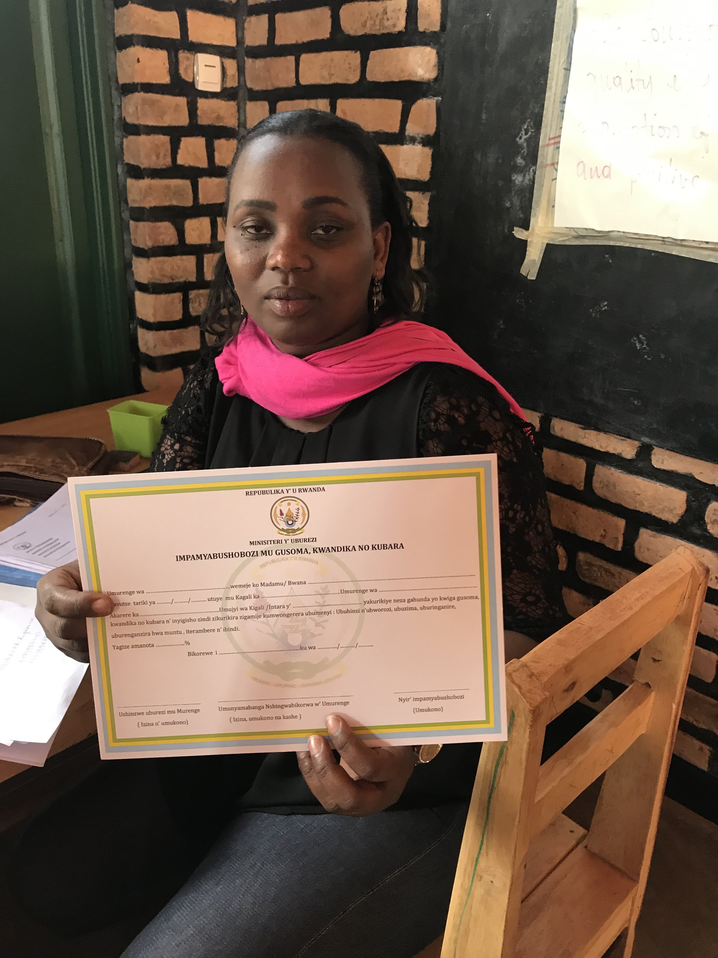 Certificate of completion awarded by the Sector Education Officer