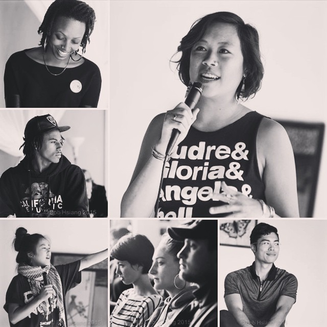 Beautiful portraits by Bob Hsiang at CULTURES OF RESILIENCE event on Saturday. Clockwise from top right: Celi Tamayo-Lee @celerytomatopea led us in a grounding exercise, panelist Kai Kāne Aoki Izu @quaintkk, audience members (including our J-Tell/Cho