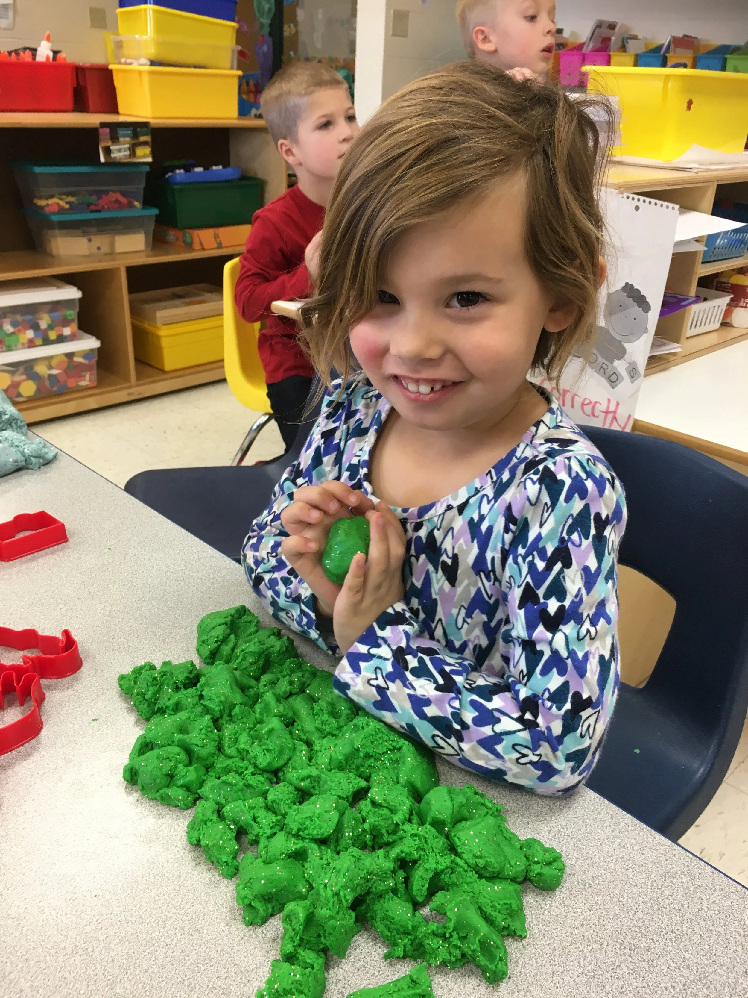 Thank you Mrs. Custer for making homemade play dough for our classroom!