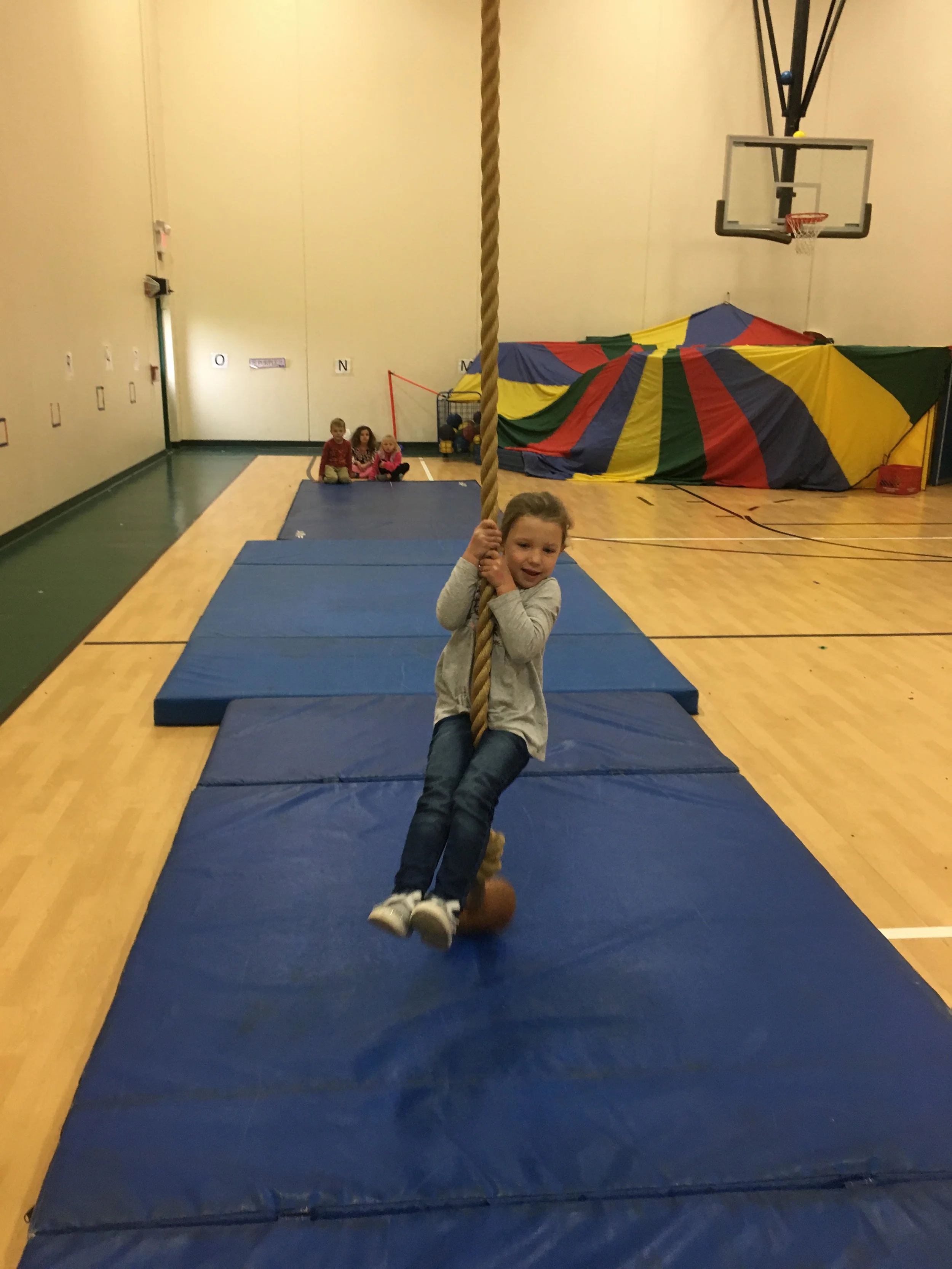 swinging on the rope