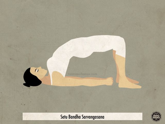 Bridge Pose: Come to lie on your back. Place feet on floor so that knees are at a 90 degree angle. Press down into your feet to Inhale your hips up towards the ceiling. Hands are extended at your side with palms face down on the floor. Gaze is up at the ceiling. Open your chest by pressing it up and out. Breathe here for 3 breaths. Exhale your body down one vertebrae at a time. You can move your knees side to side to relieve any pressure.